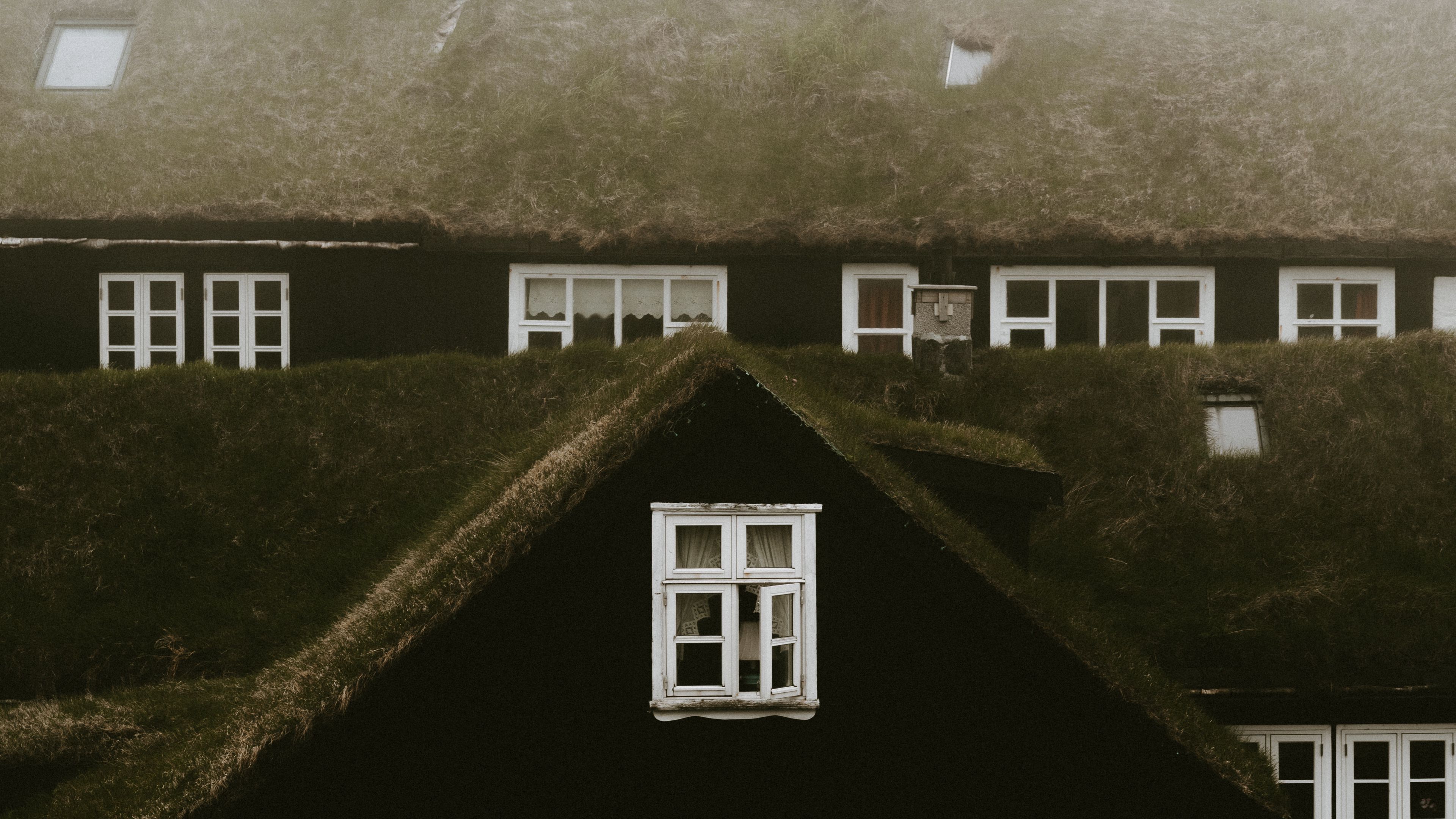 houses, fog, mist, buildings, scandinavia, 4k, HD Wallpaper