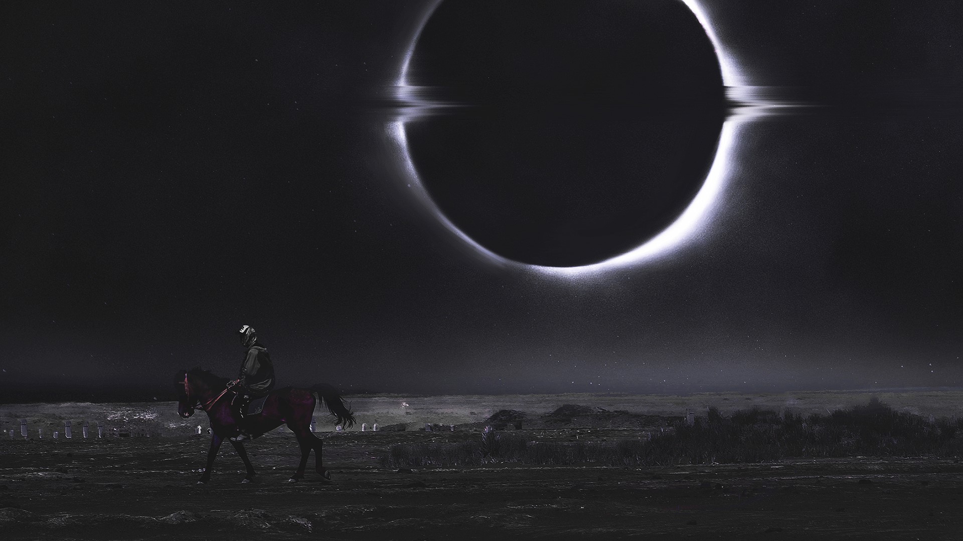 dark, black, eclipse, photo manipulation, Hani Jamal, Moon, HD Wallpaper