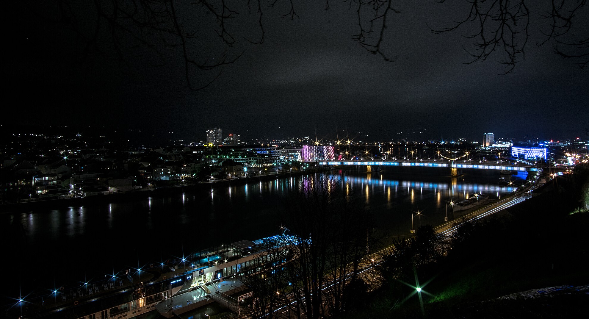 photography, night, city, cityscape, reflection, HD Wallpaper