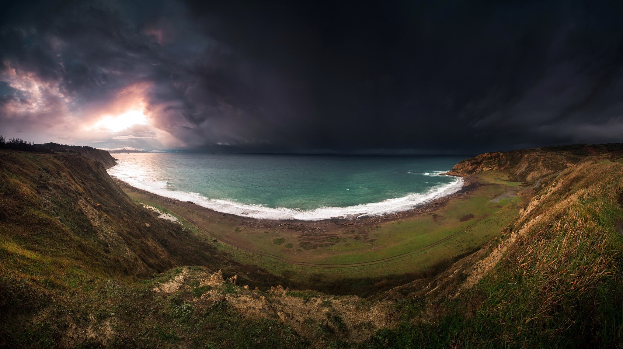 nature, sea, dark, sky, coast, HD Wallpaper