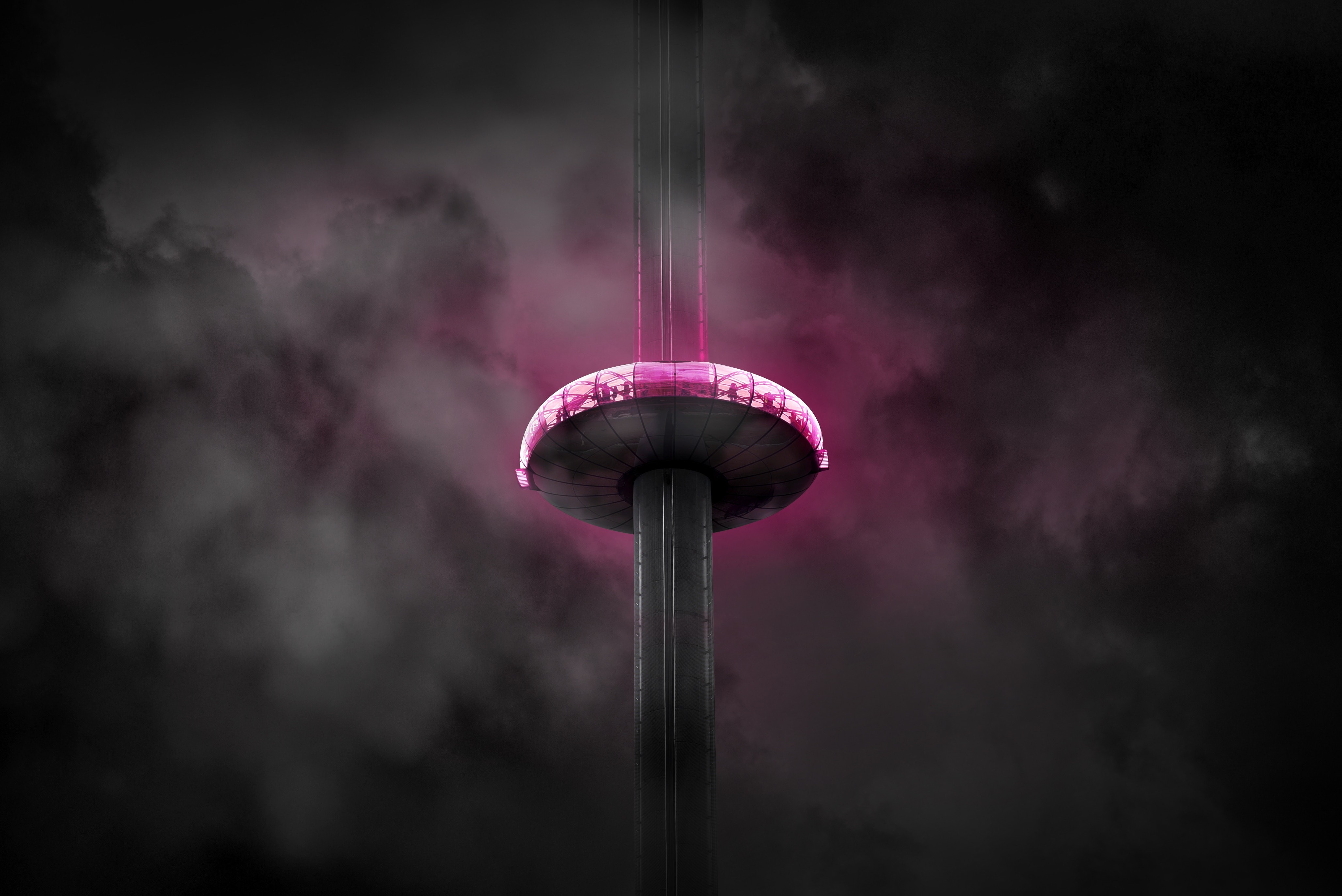 Brighton, mist, UK, architecture, pink, HD Wallpaper