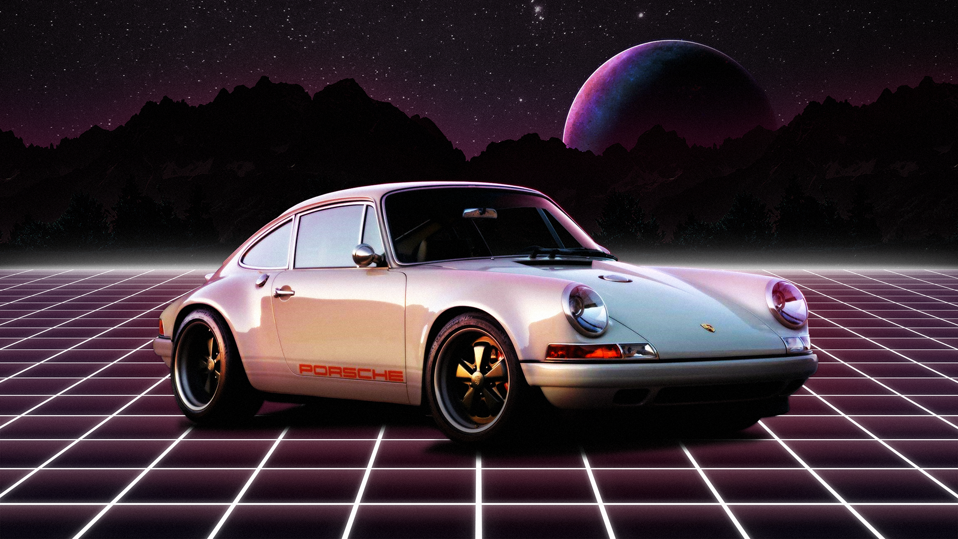 Porsche, Porsche 911 RSR, Retro style, synthwave, 1980s, German cars, car, HD Wallpaper
