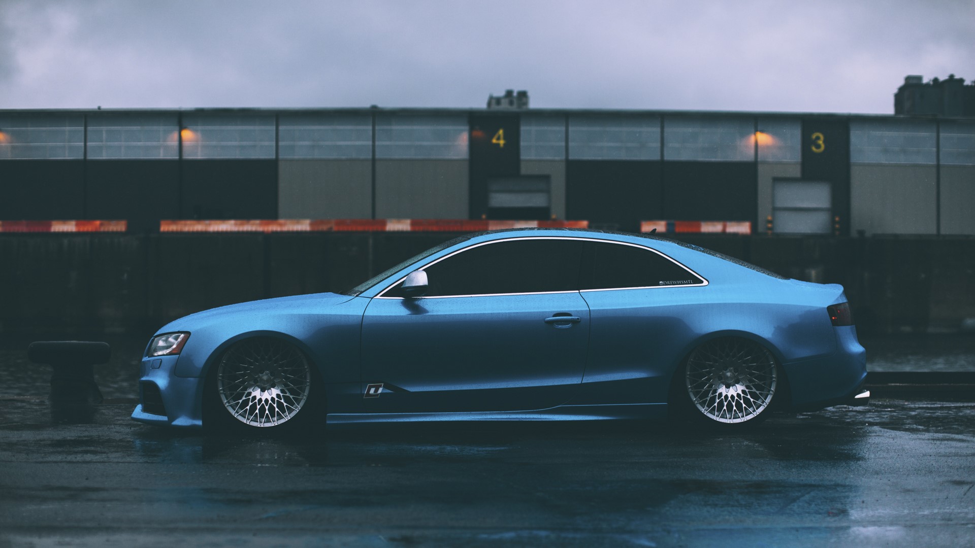 Audi, Audi RS5, coupe, car, depth of field, wet, HD Wallpaper