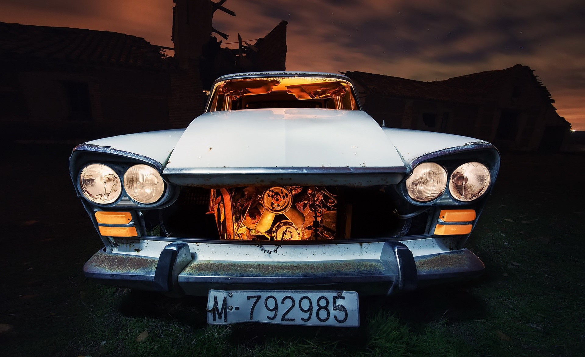 car, dark, vehicle, white cars, numbers, HD Wallpaper
