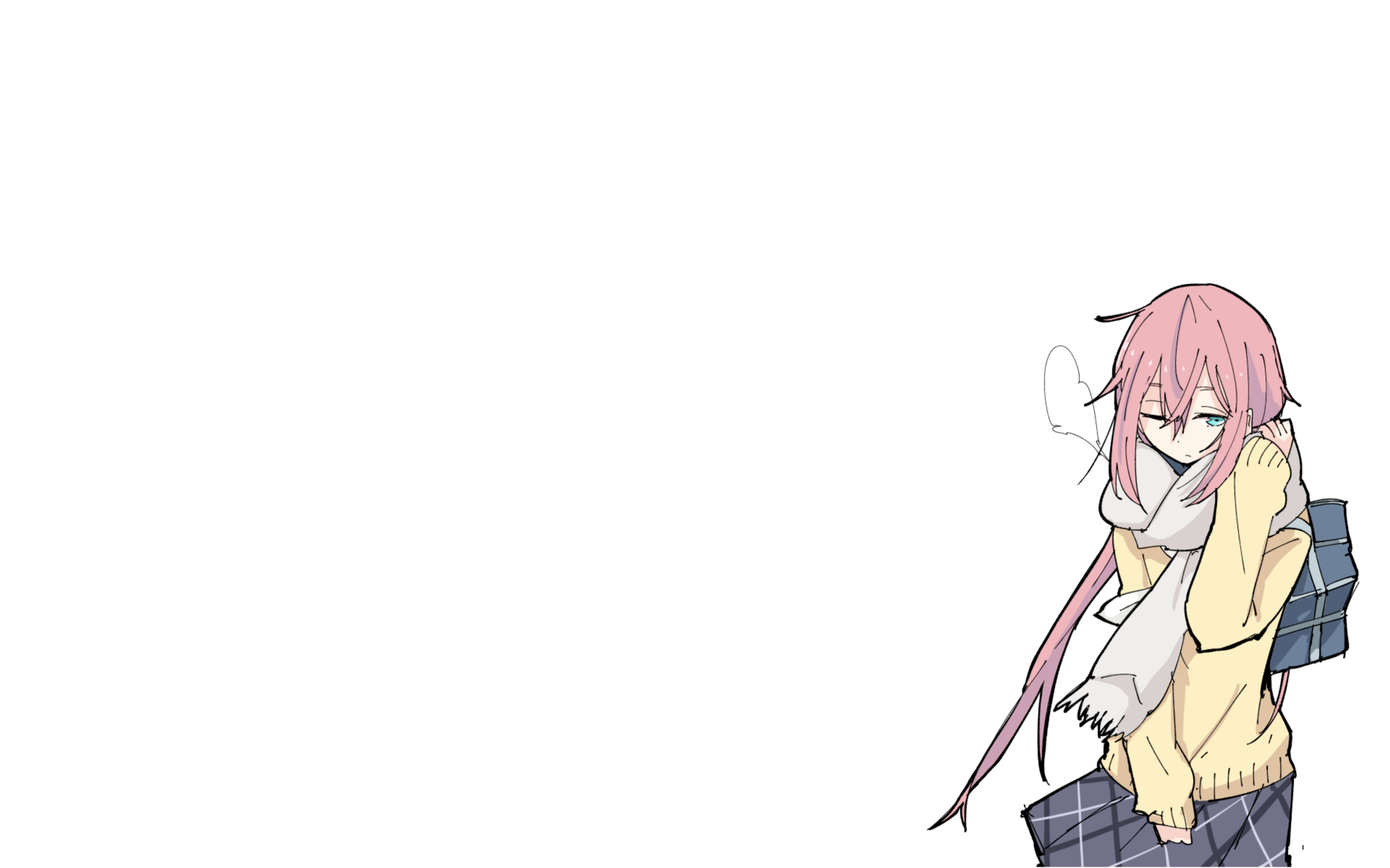 white background, Nadeshiko Kagamihara, Yuru Camp, anime, anime girls, HD Wallpaper
