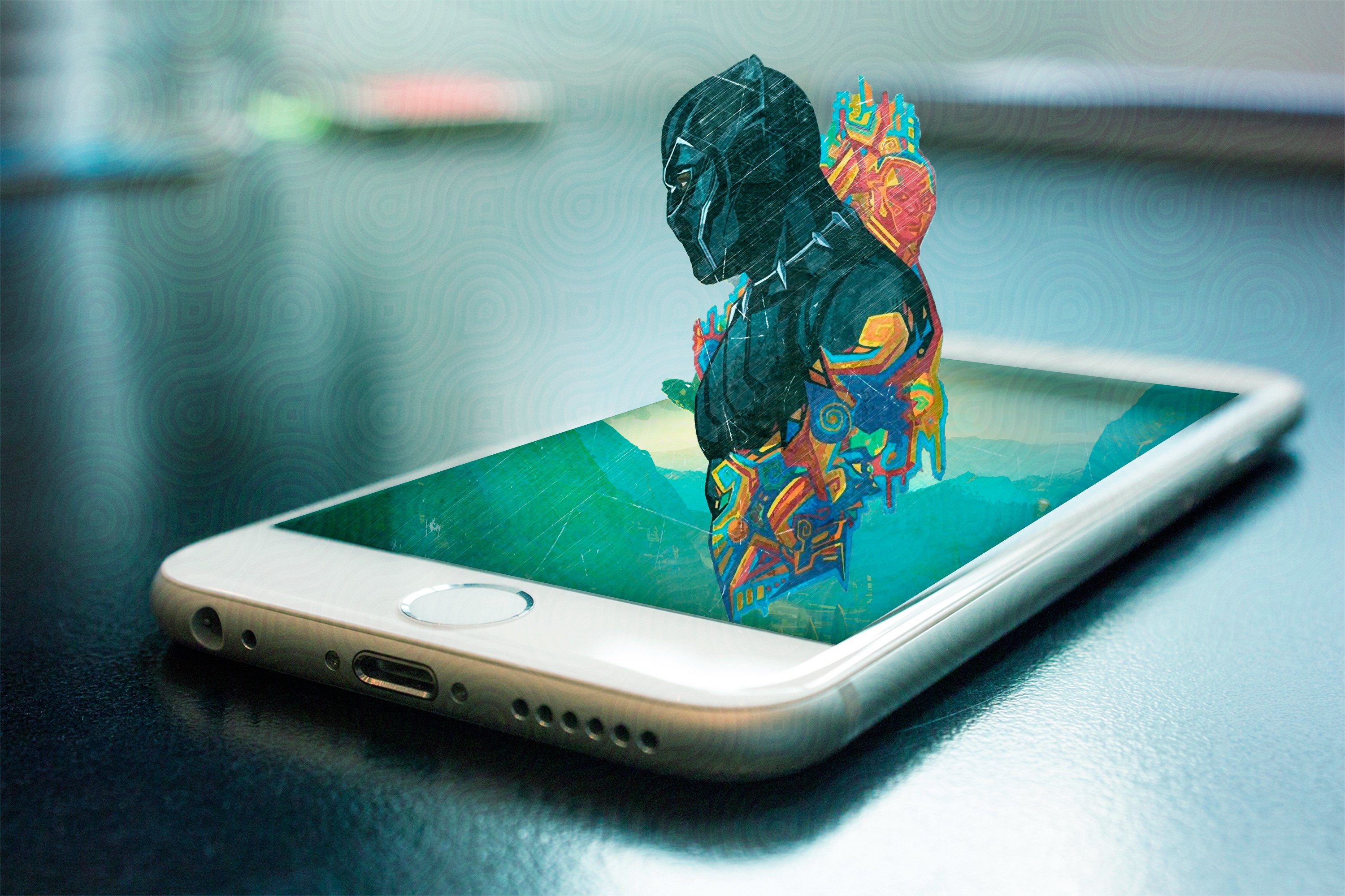 iPhone X, phone, landscape, people, Black Panther, HD Wallpaper