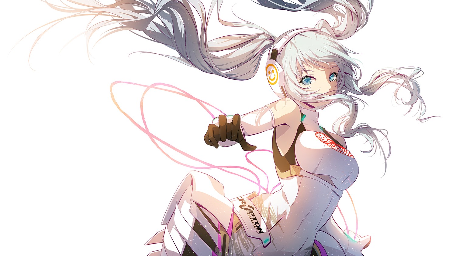 anime girls, anime, long hair, simple background, HD Wallpaper