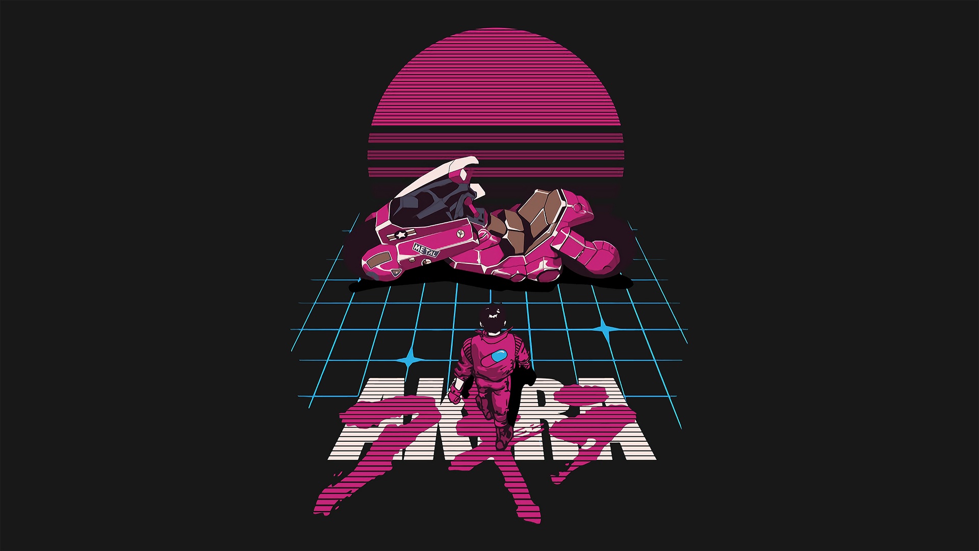 Akira, kaneda, motorcycle, neon, simple background, HD Wallpaper