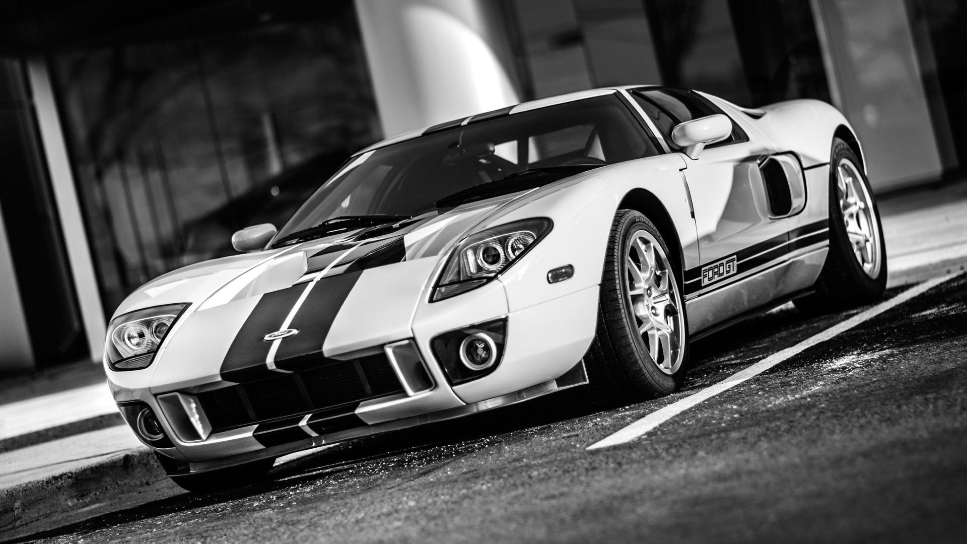 Ford GT, monochrome, car, HD Wallpaper