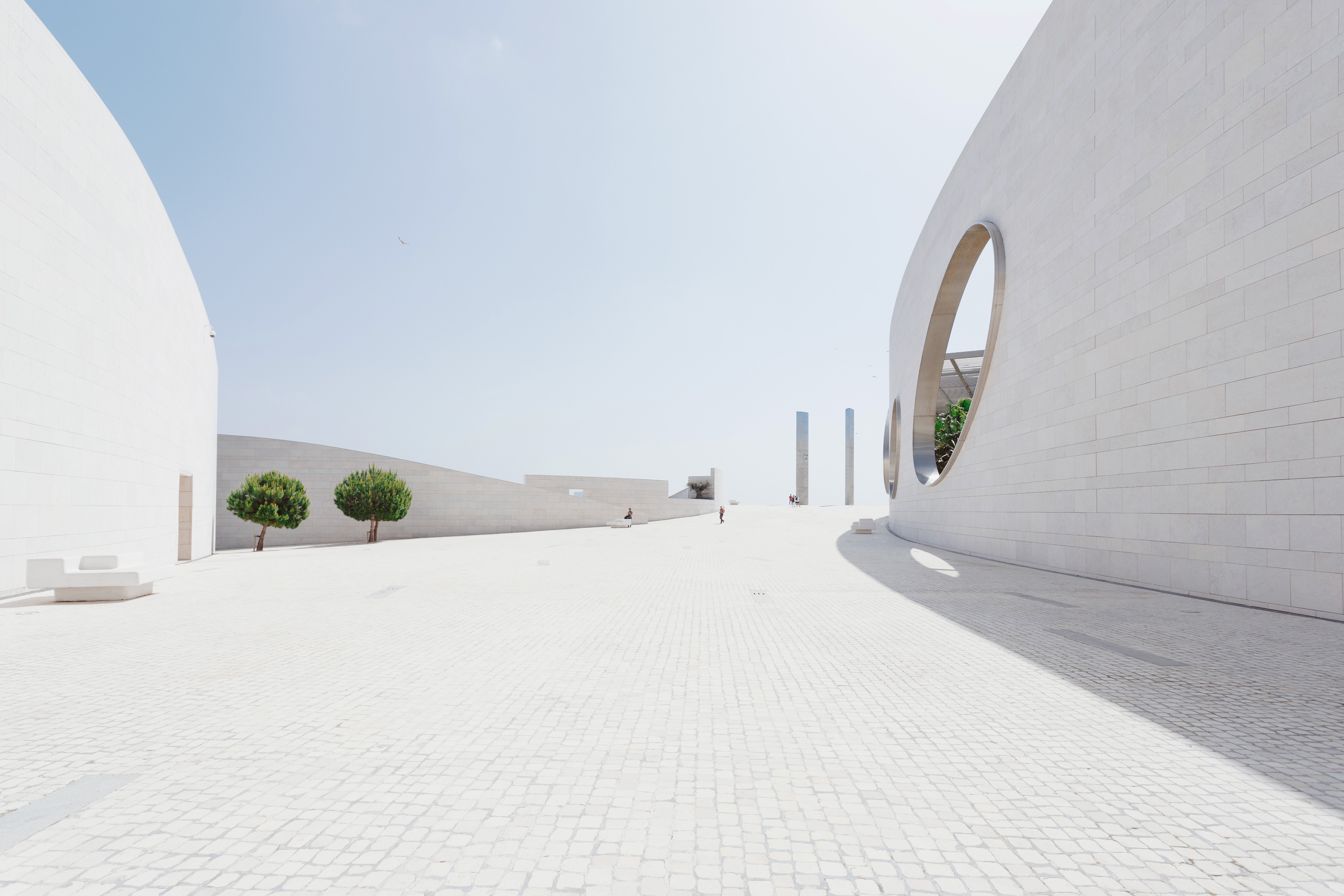 architecture, trees, house, sky, minimalism, HD Wallpaper
