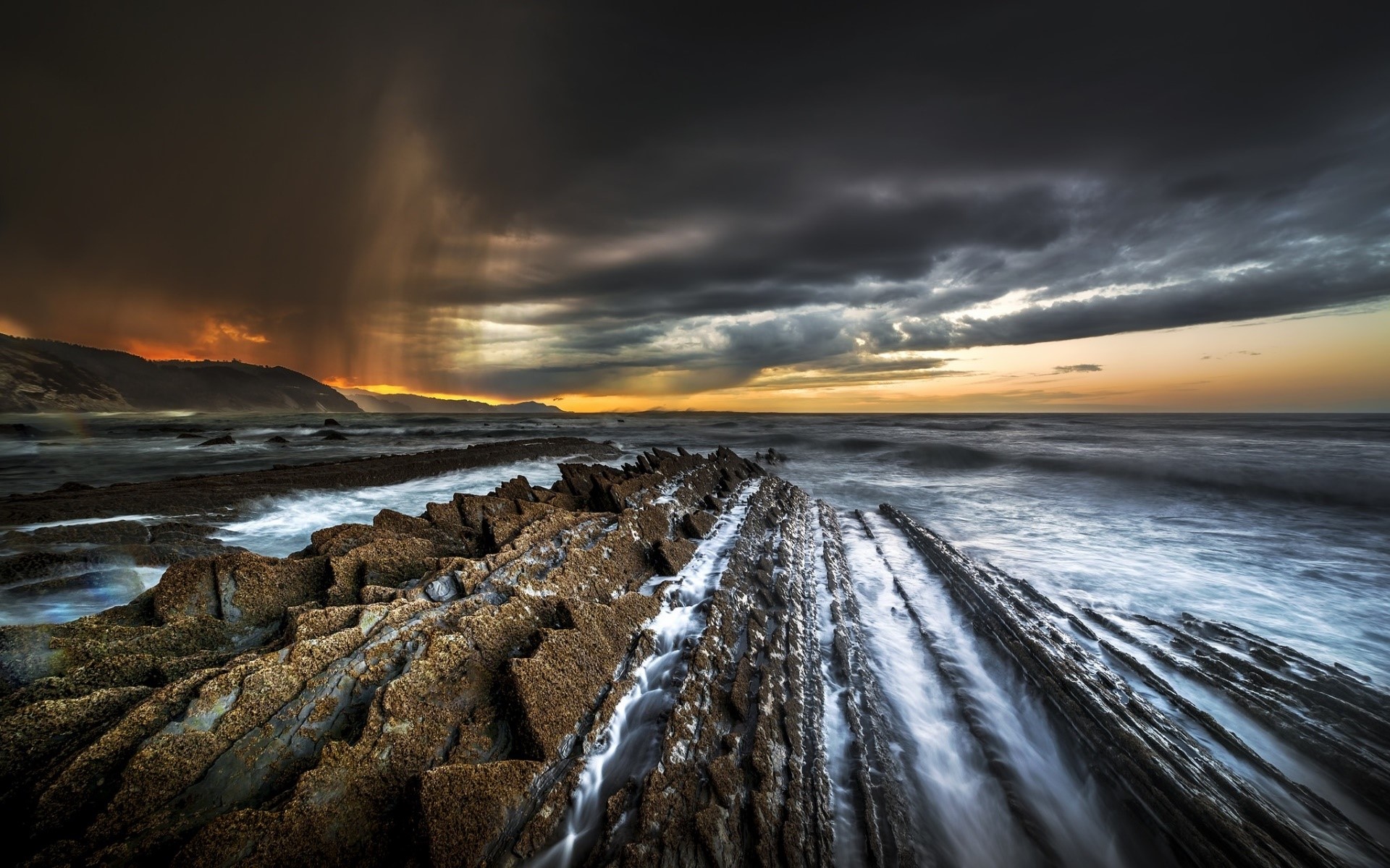 dark, sky, sea, nature, HD Wallpaper