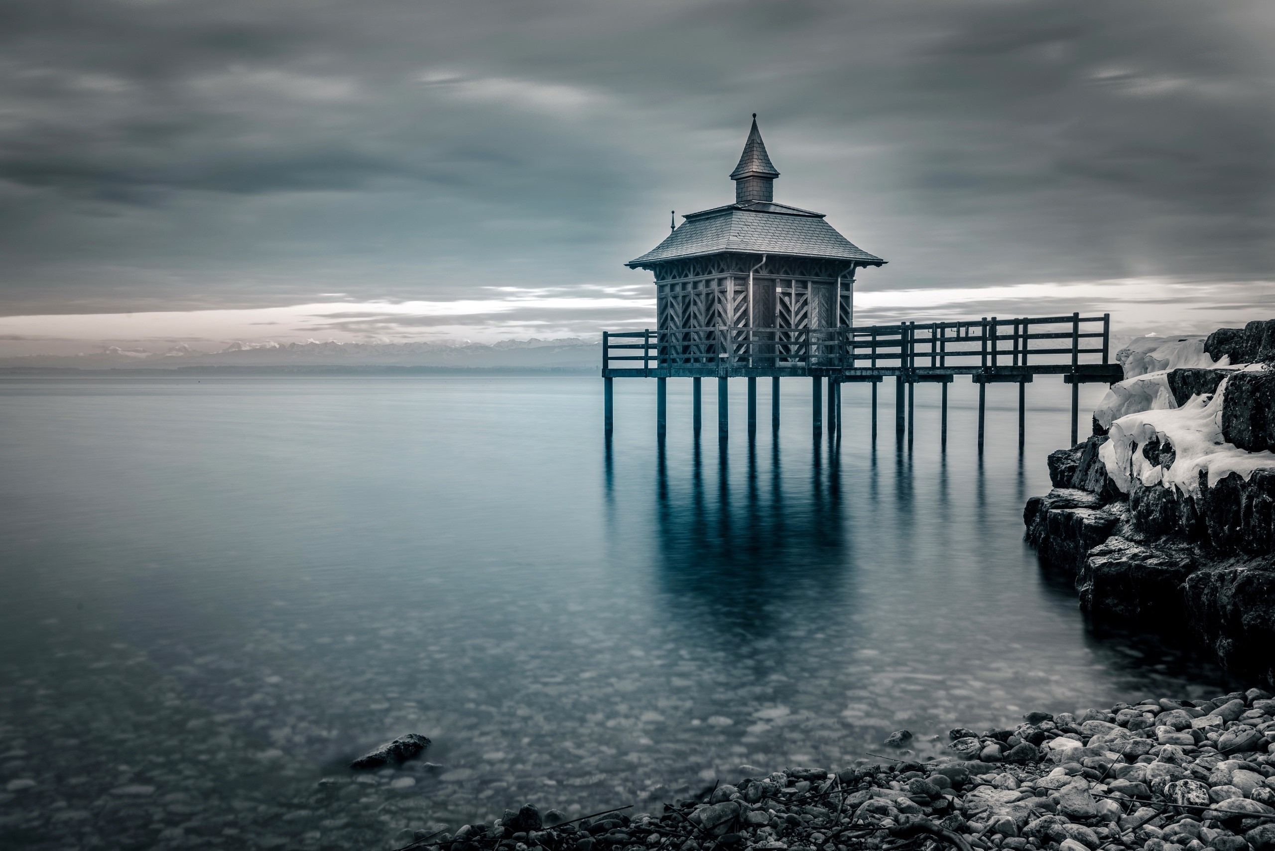 nature, sky, water, Switzerland, winter, HD Wallpaper