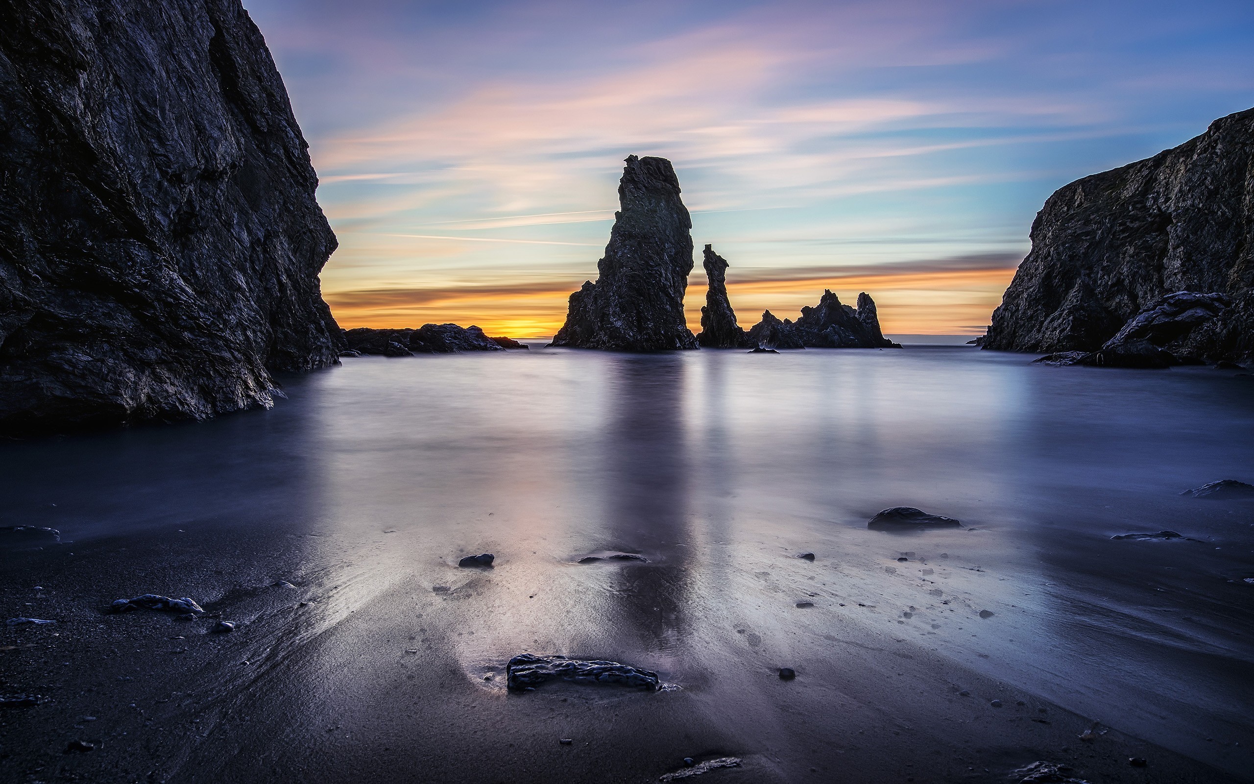 sunset, coast, landscape, HD Wallpaper