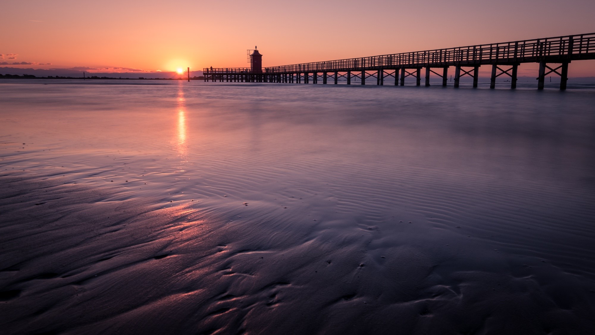 dark, water, pier, sunlight, HD Wallpaper