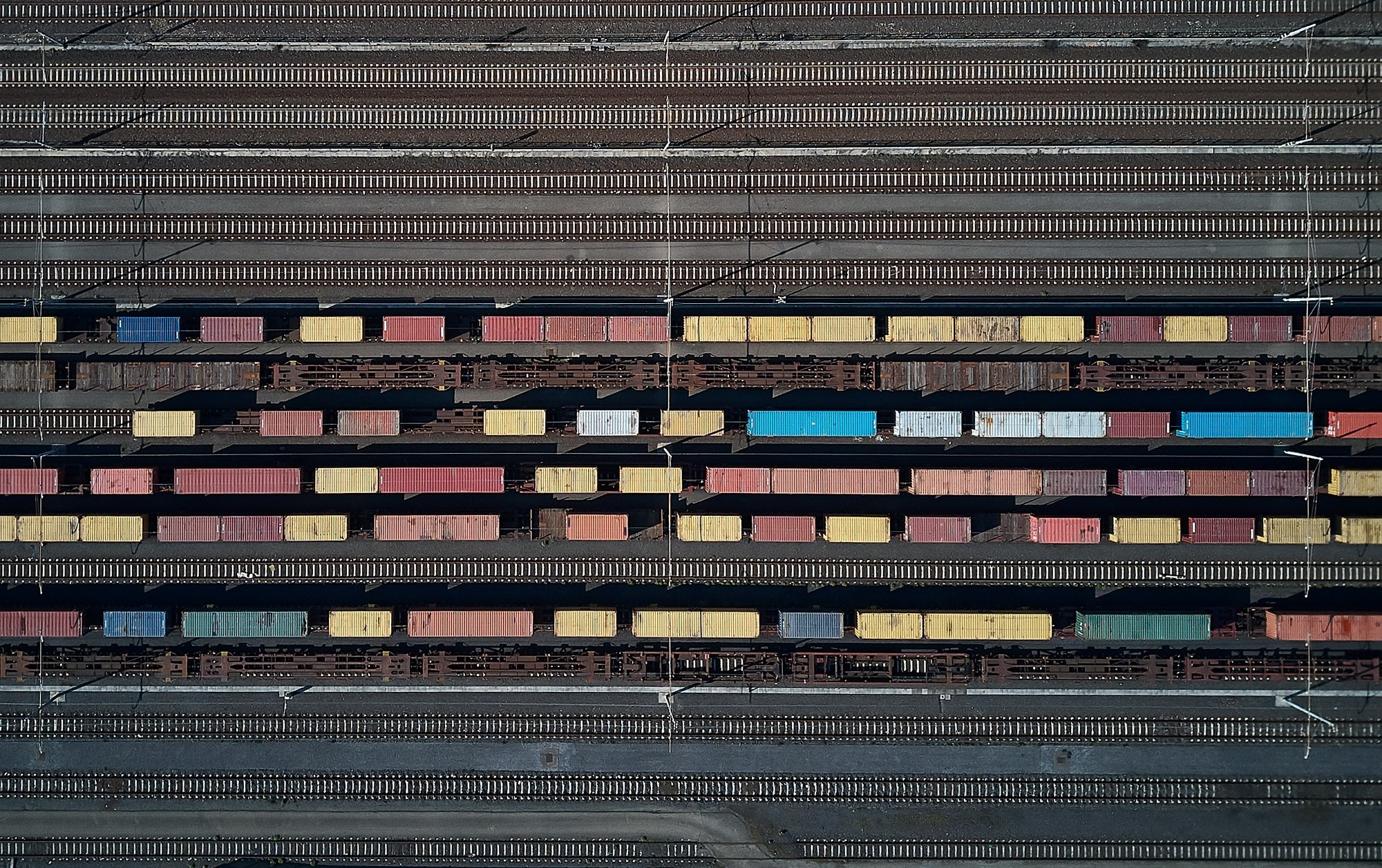 aerial view, railway, train, HD Wallpaper