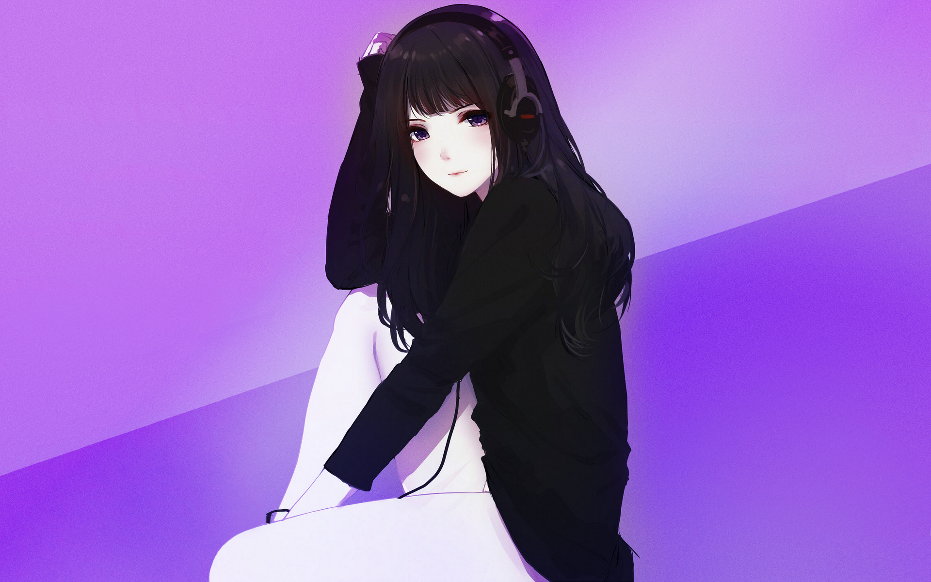 simple background, headphones, original characters, HD Wallpaper