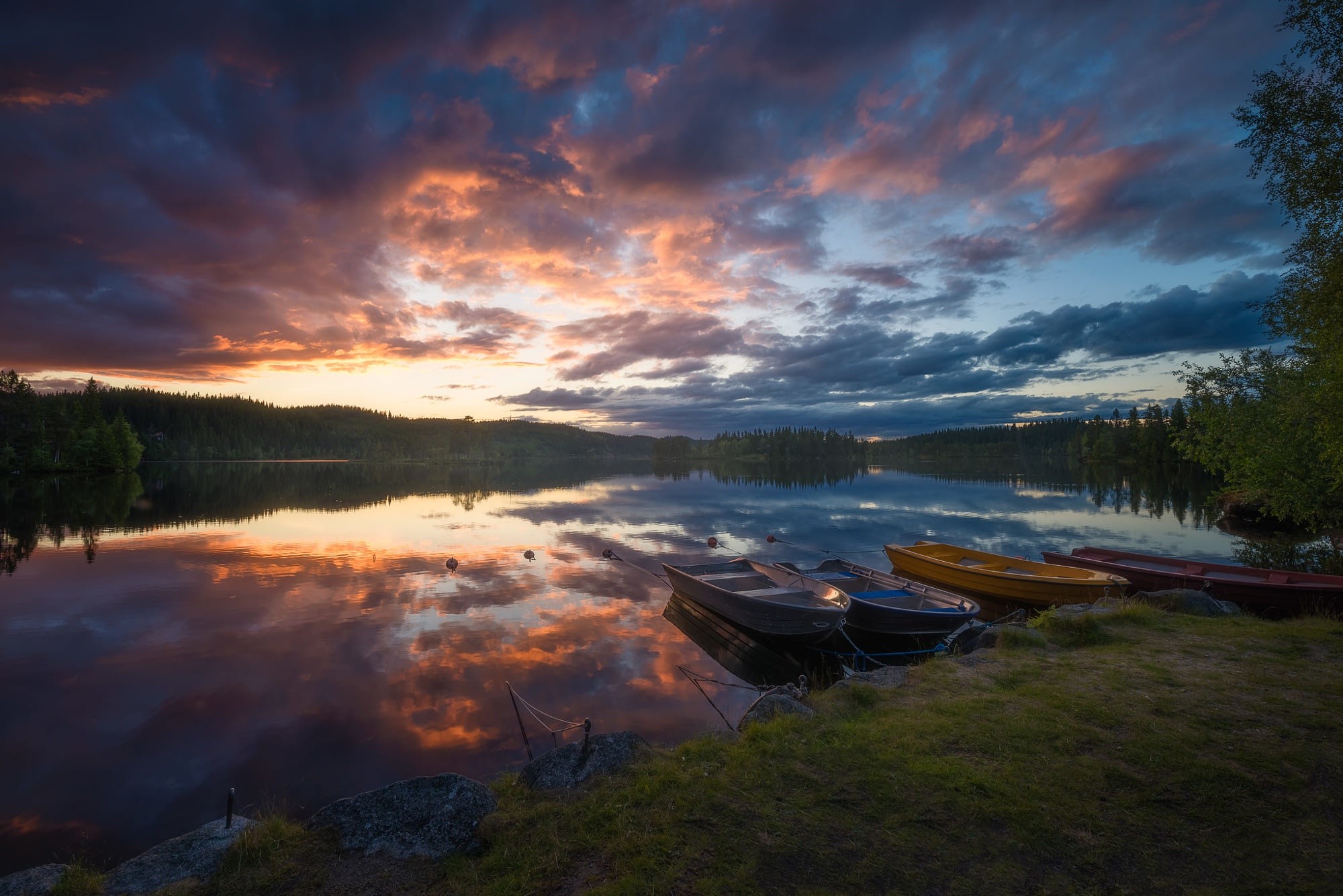 sky, nature, boat, water, clouds, sunlight, lake, calm, HD Wallpaper