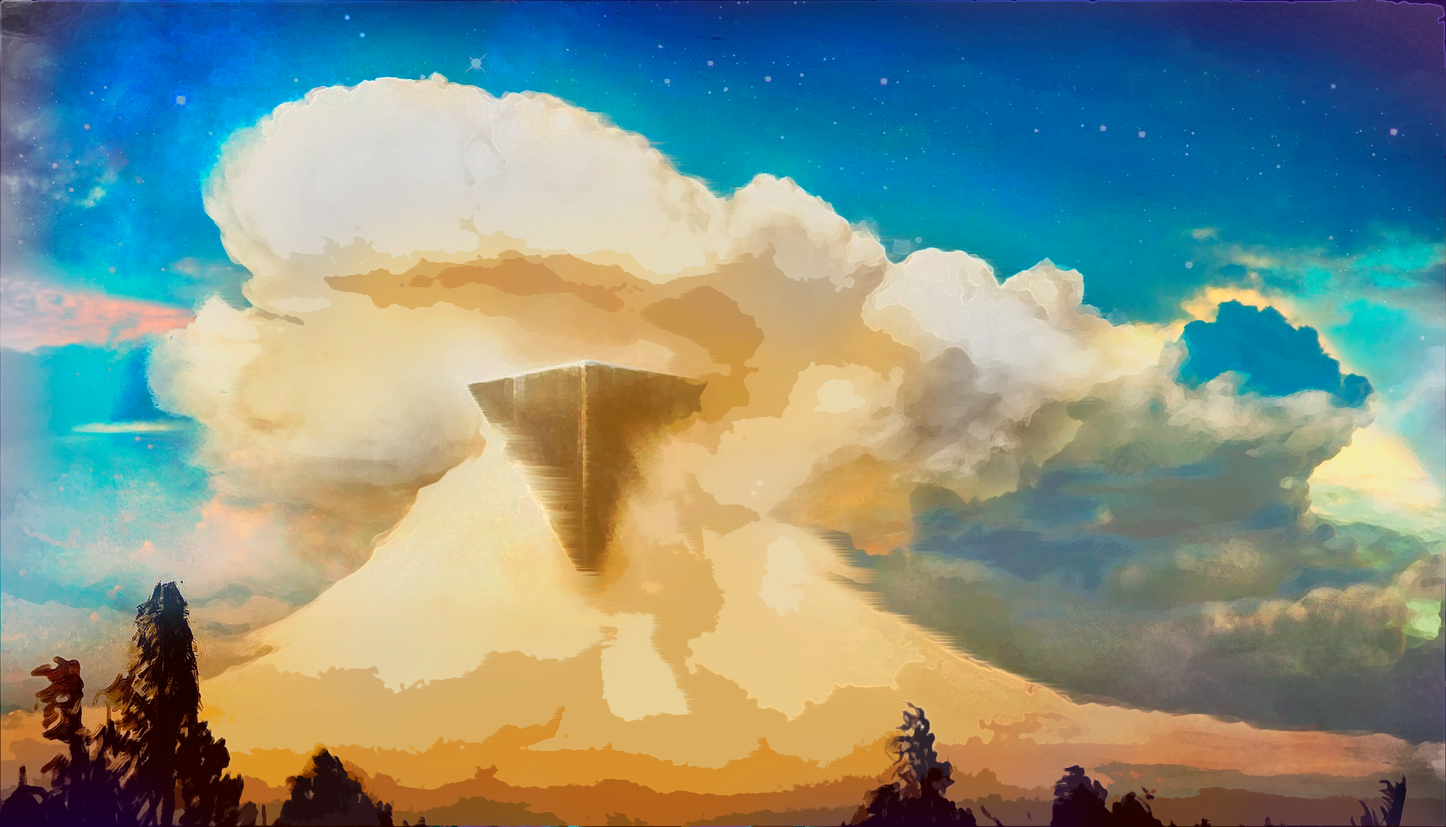 clouds, space, landscape, beige, HD Wallpaper