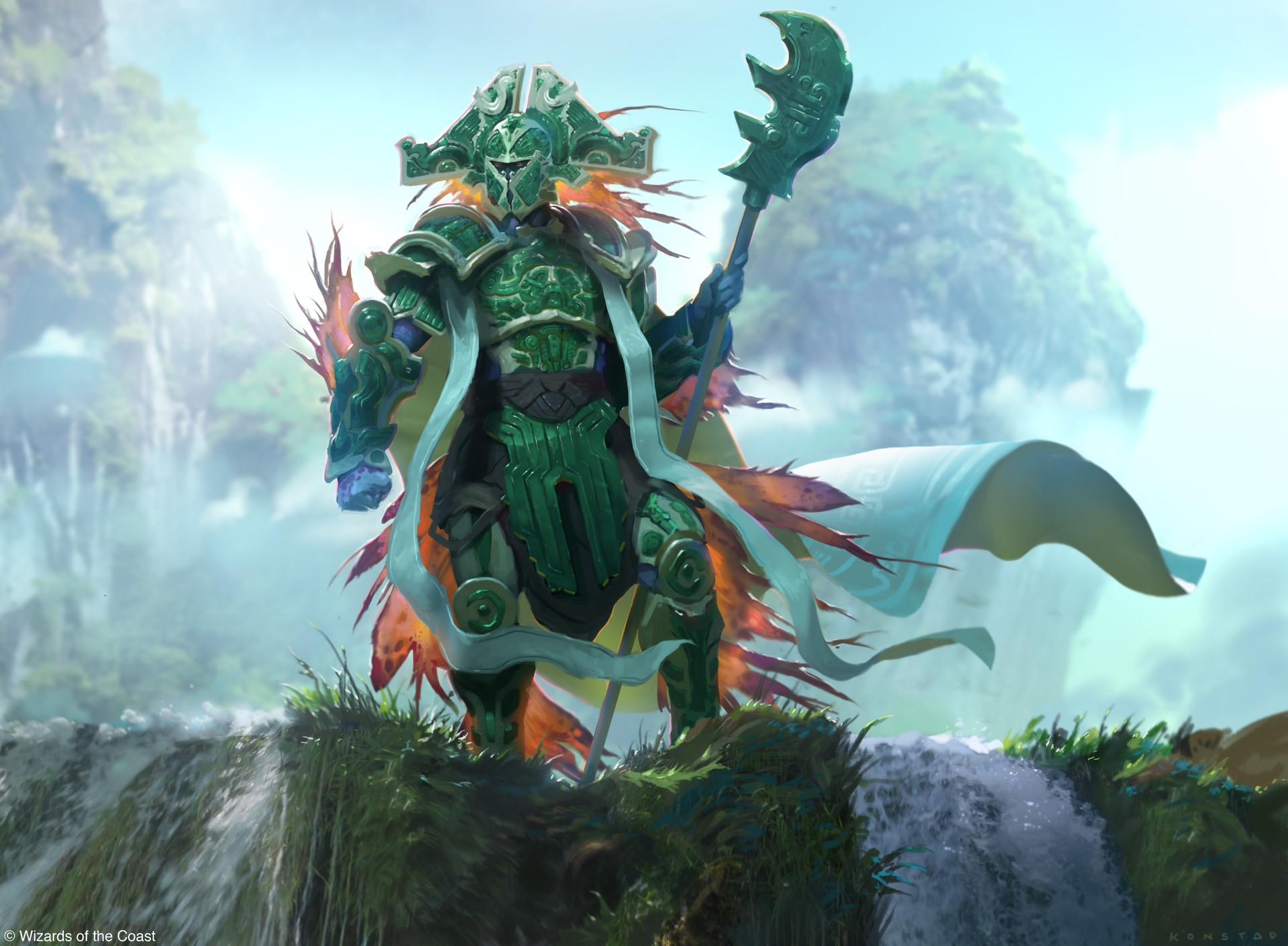 Alex Konstx, drawing, warrior, Armored, armor, spear, nature, HD Wallpaper