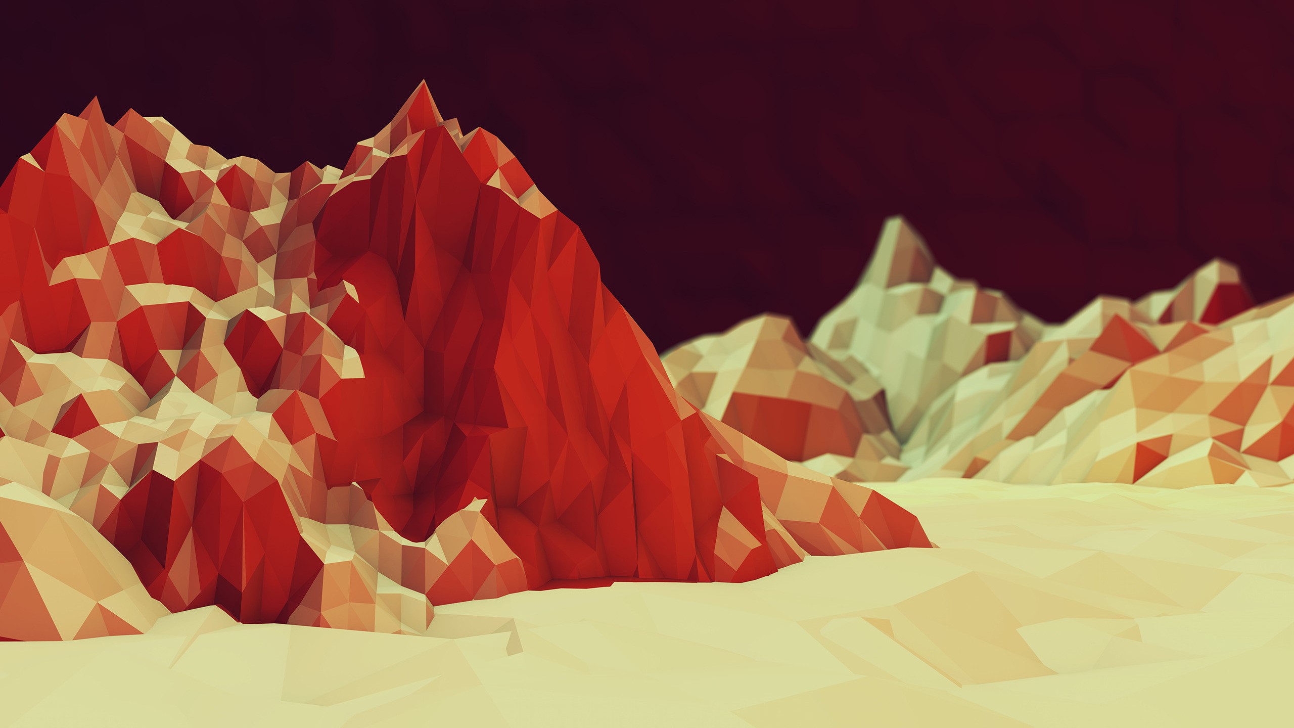 low poly, mountains, artwork, HD Wallpaper