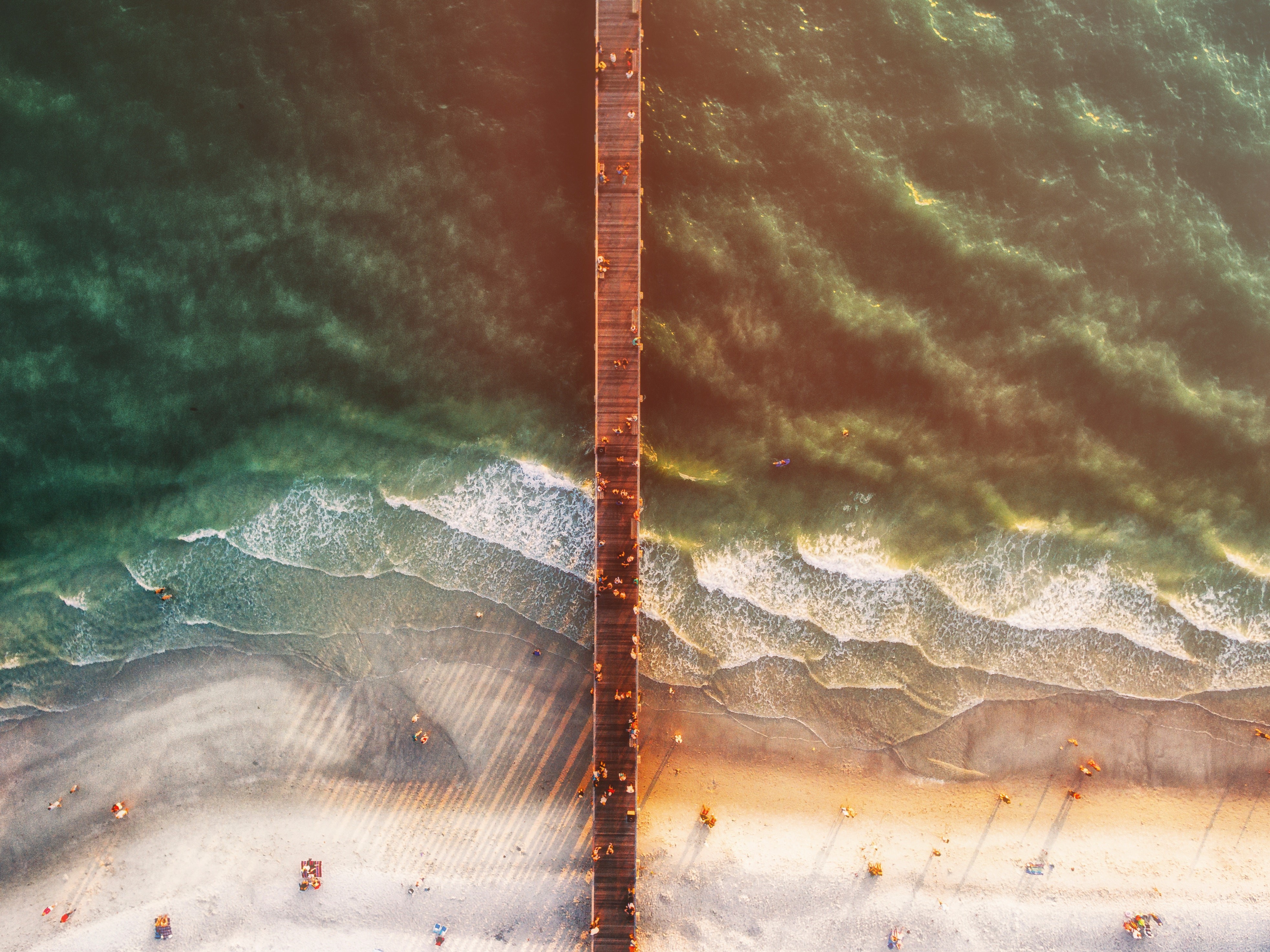 nature, water, beach, landscape, pier, HD Wallpaper