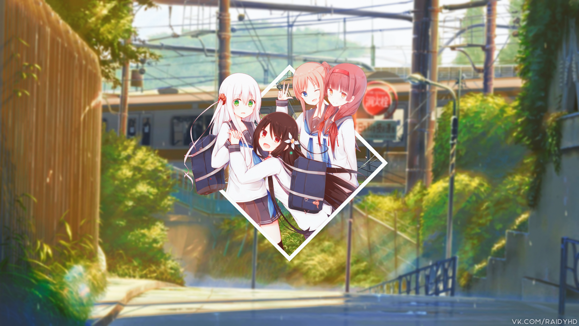 anime, anime girls, picture-in-picture, school uniform, HD Wallpaper
