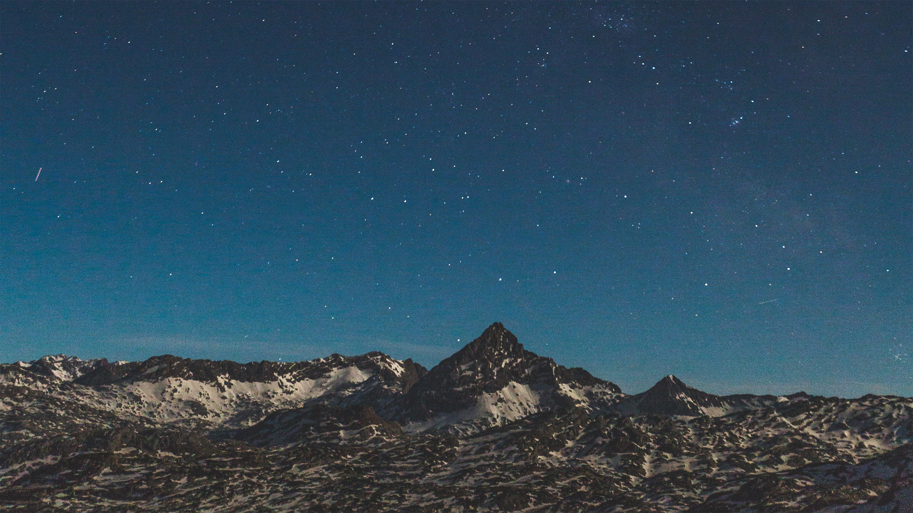 mountains, sky, stars, night, landscape, nature, far view, HD Wallpaper