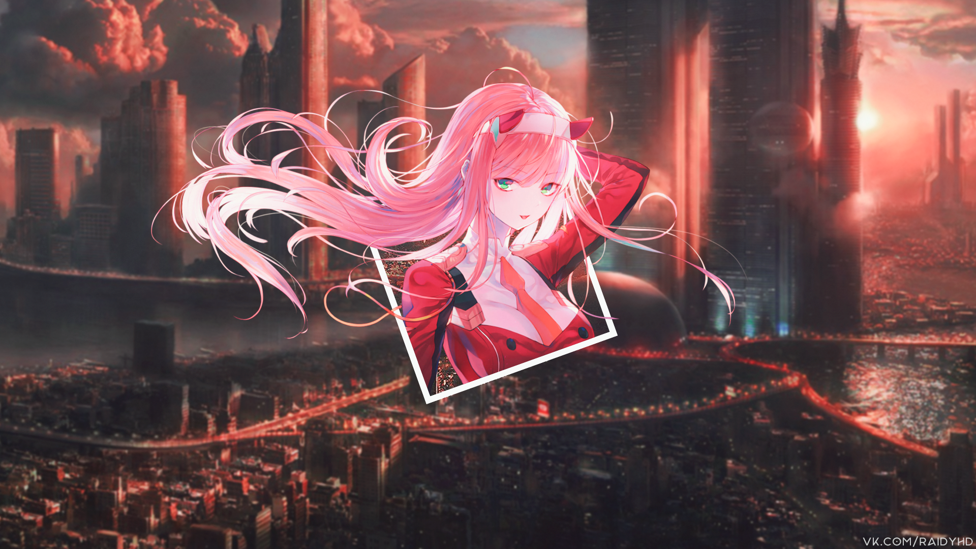 anime, anime girls, picture-in-picture, Darling in the FranXX, Zero Two (Darling in the FranXX), pink hair, HD Wallpaper