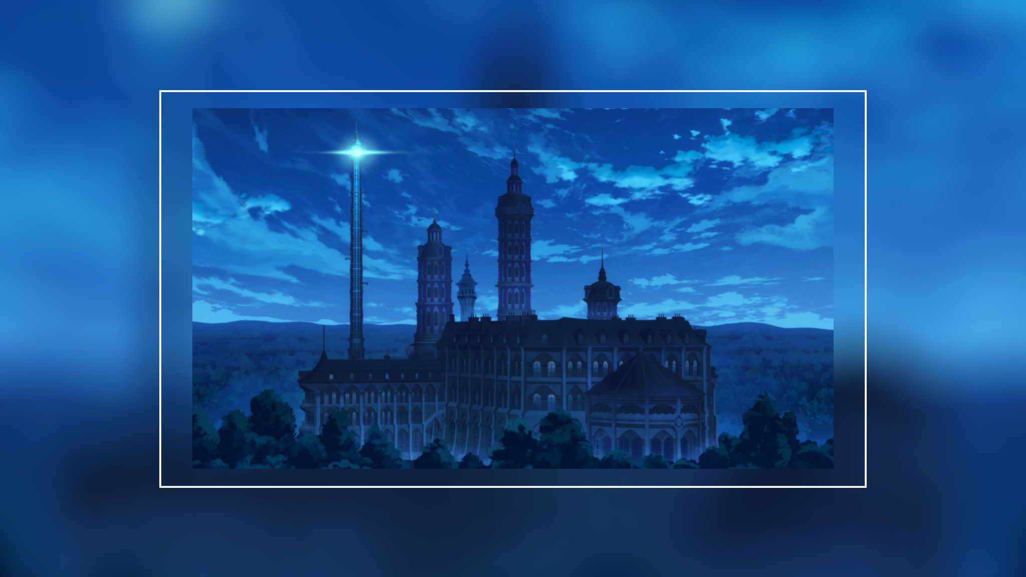 anime, landscape, castle, Little Witch Academia, blurred, night, HD Wallpaper