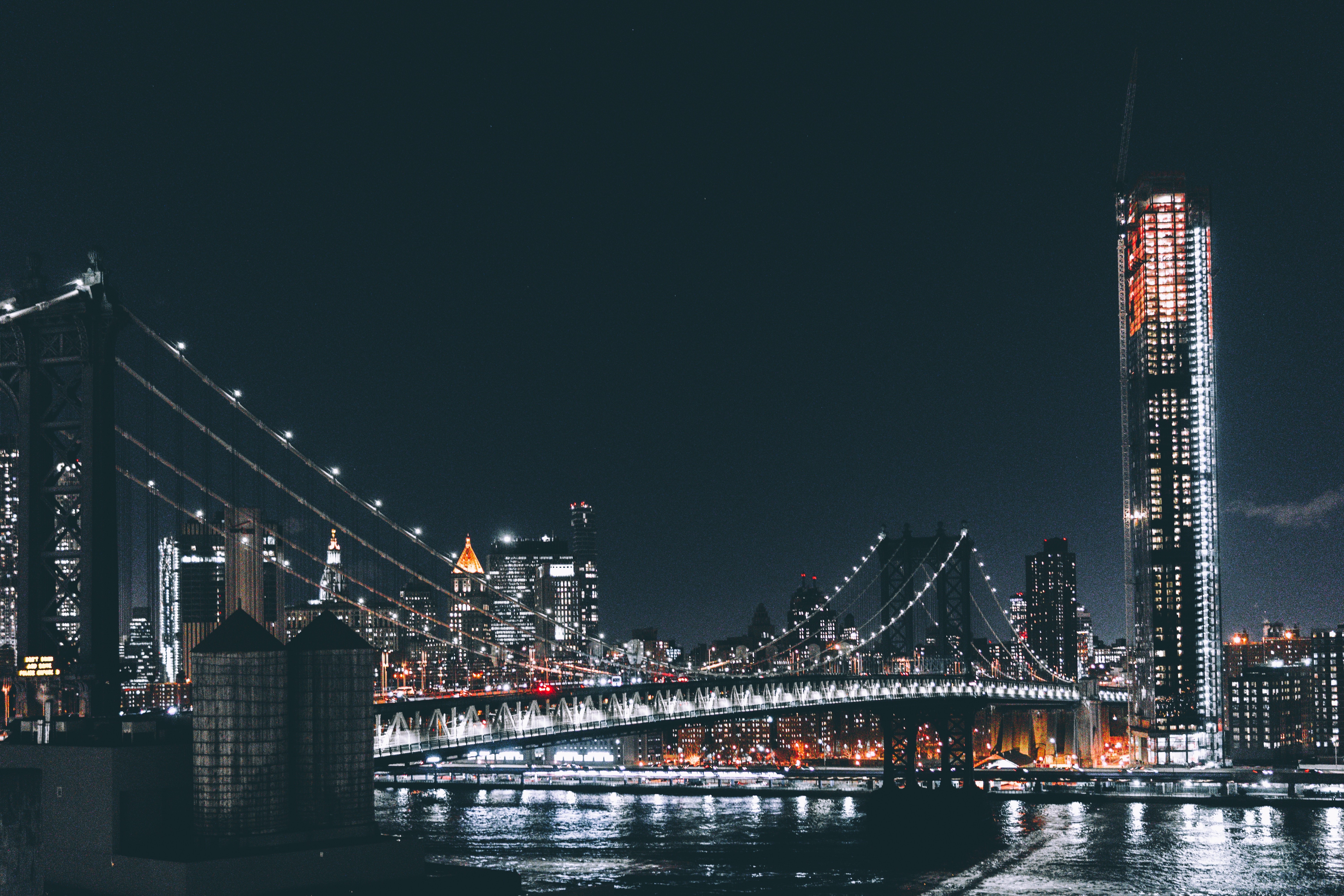 city, bridge, lights, night, Brooklyn, HD Wallpaper