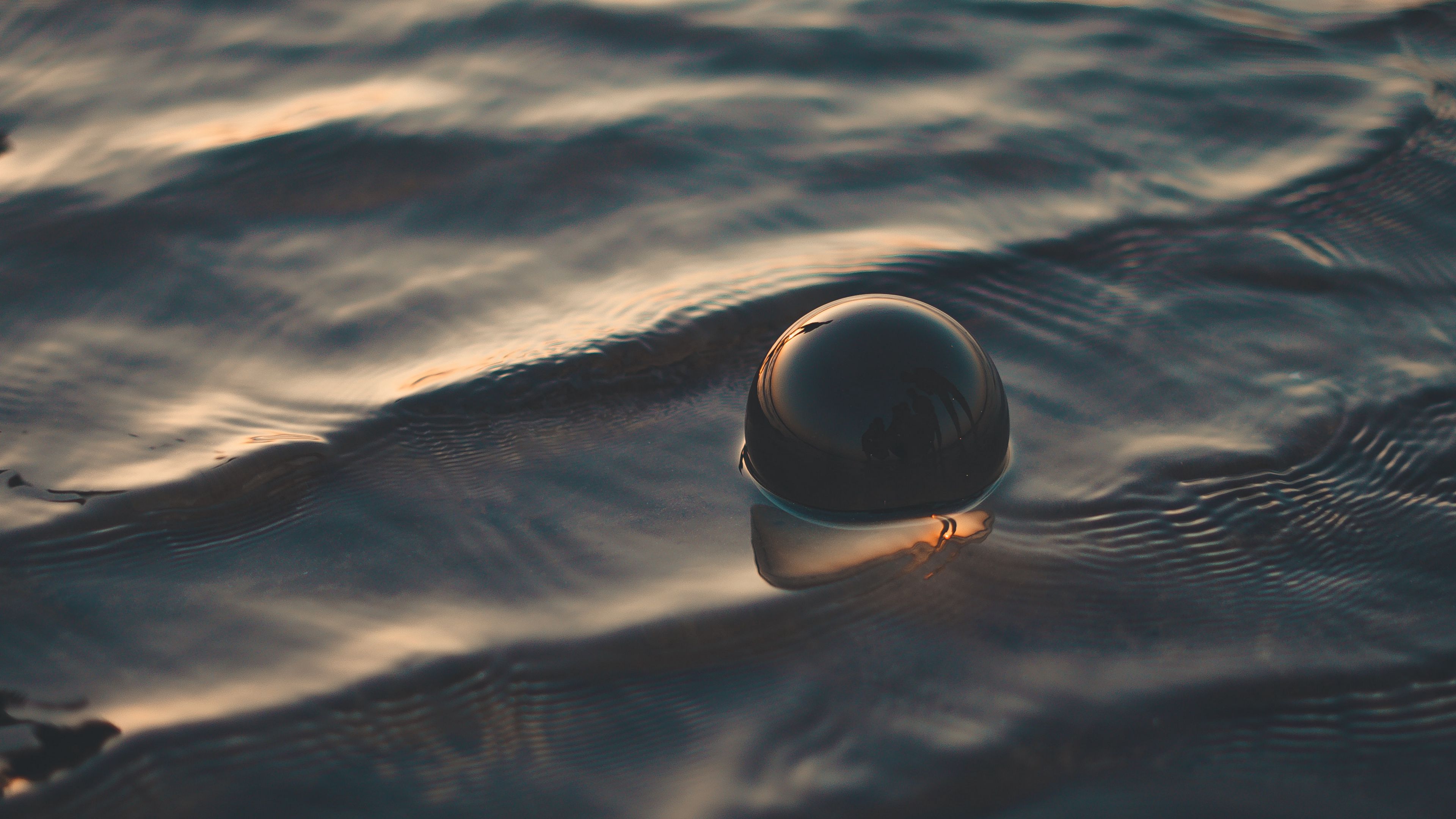 ball, water, waves, wet, sphere, 4k, HD Wallpaper