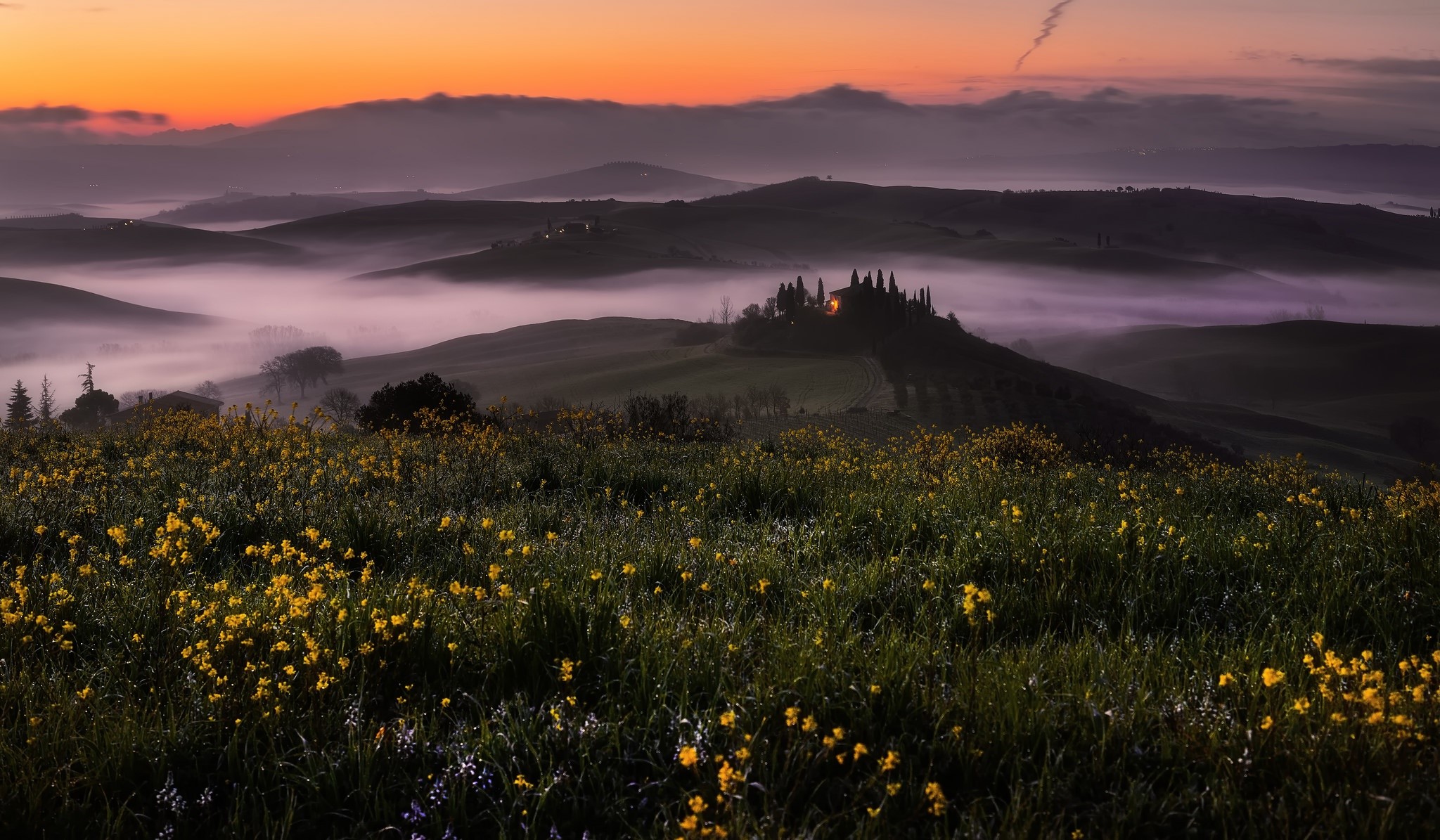 landscape, nature, sunlight, Tuscany, HD Wallpaper