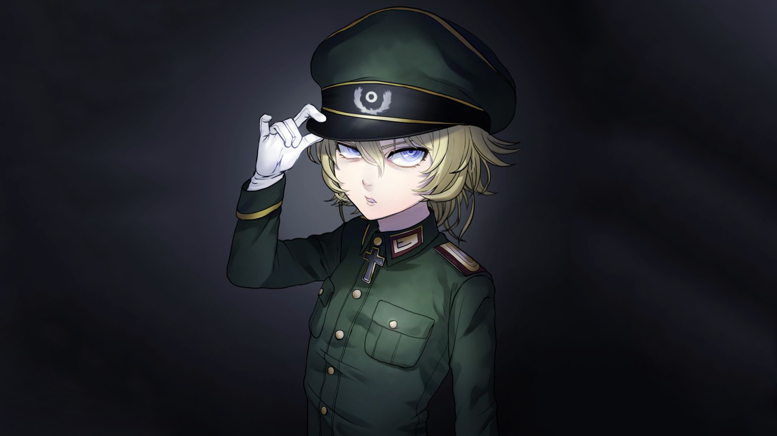Tanya Degurechaff, Youjo Senki, black background, anime, anime girls, fan art, HD Wallpaper