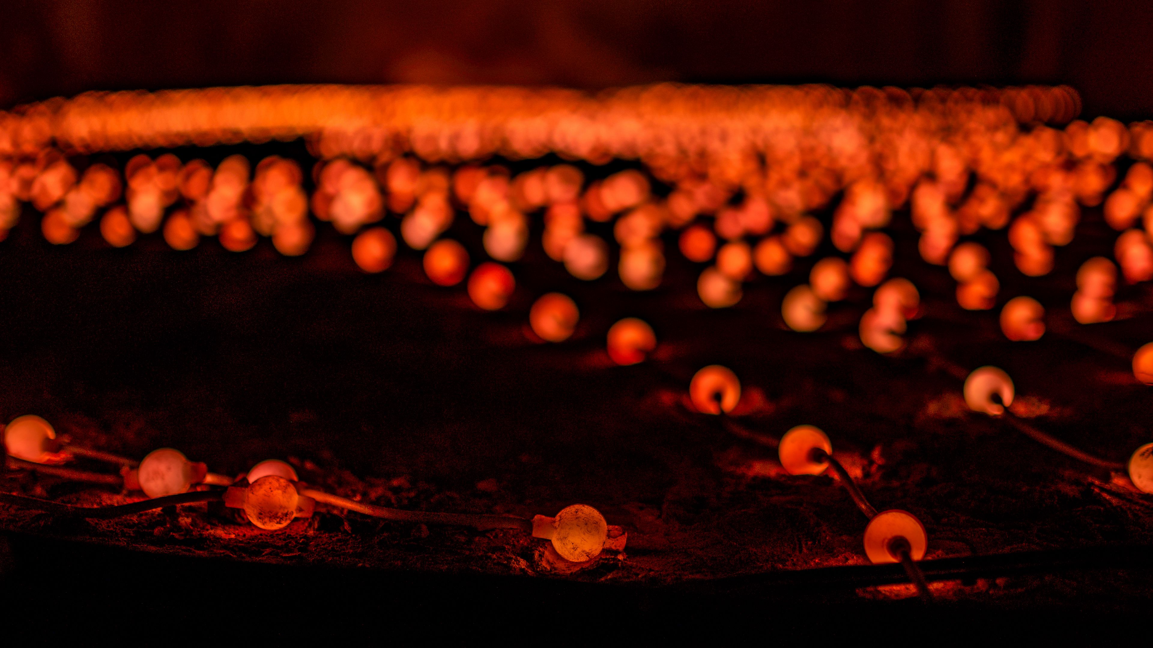 garlands, bulbs, glow, light, darkness, 4k, HD Wallpaper