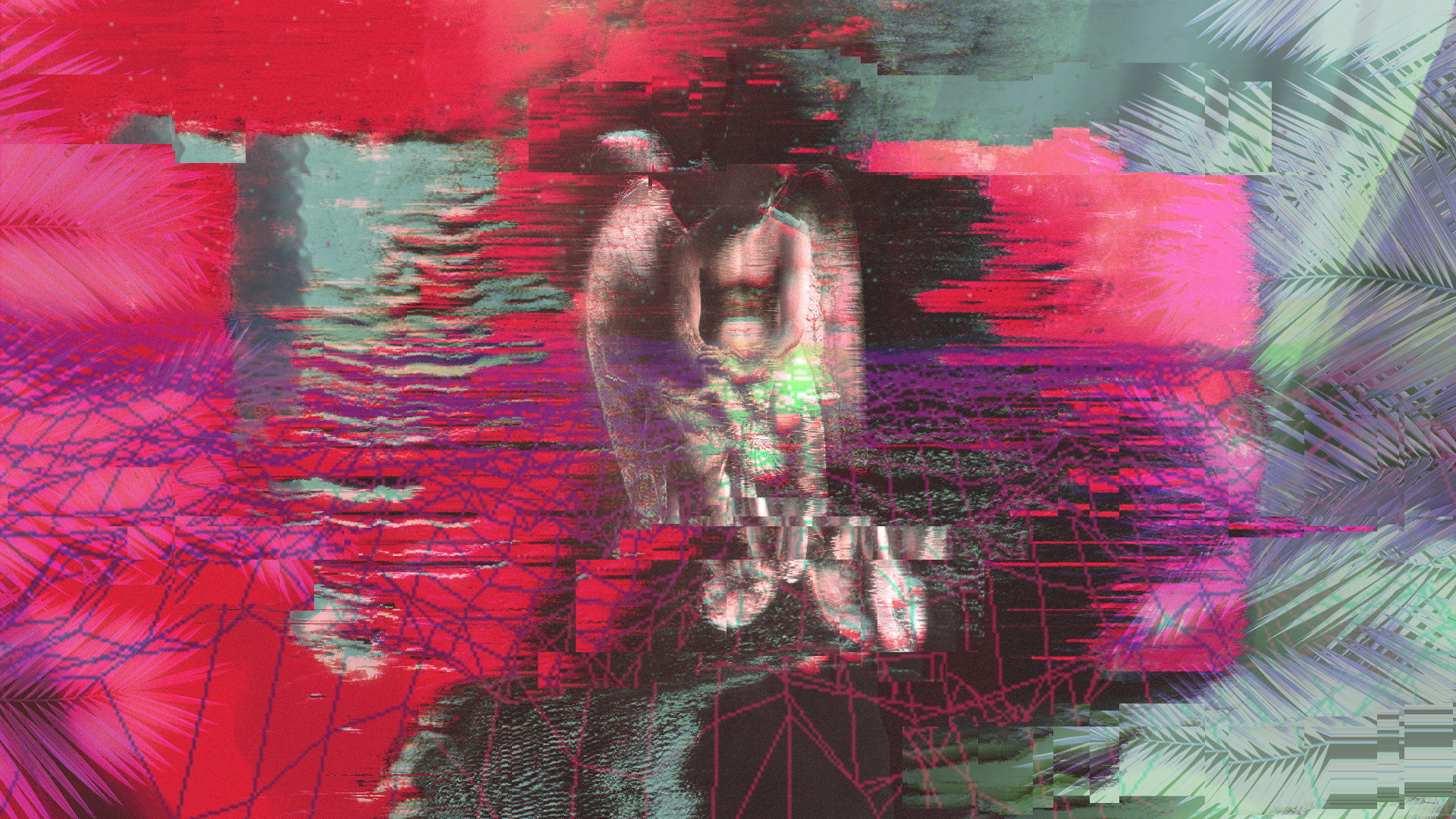 vaporwave, statue, glitch art, HD Wallpaper