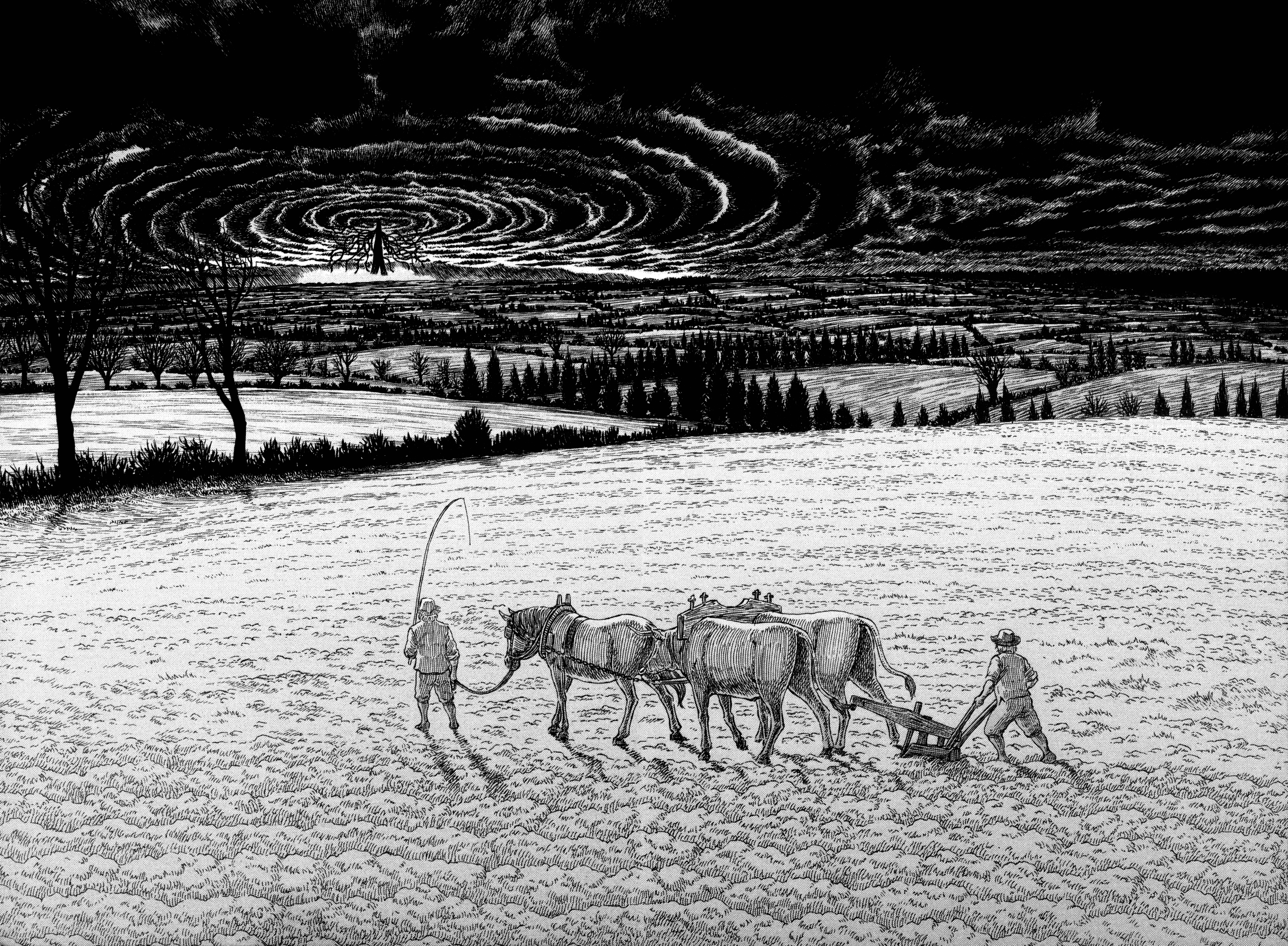 Berserk, Kentaro Miura, monochrome, sky, HD Wallpaper