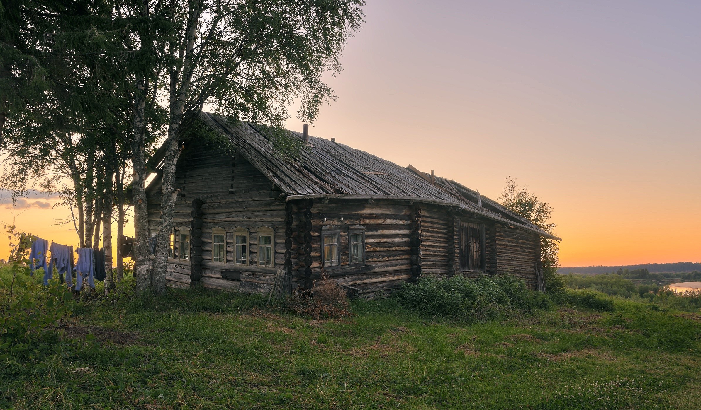 Russia, hut, landscape, HD Wallpaper