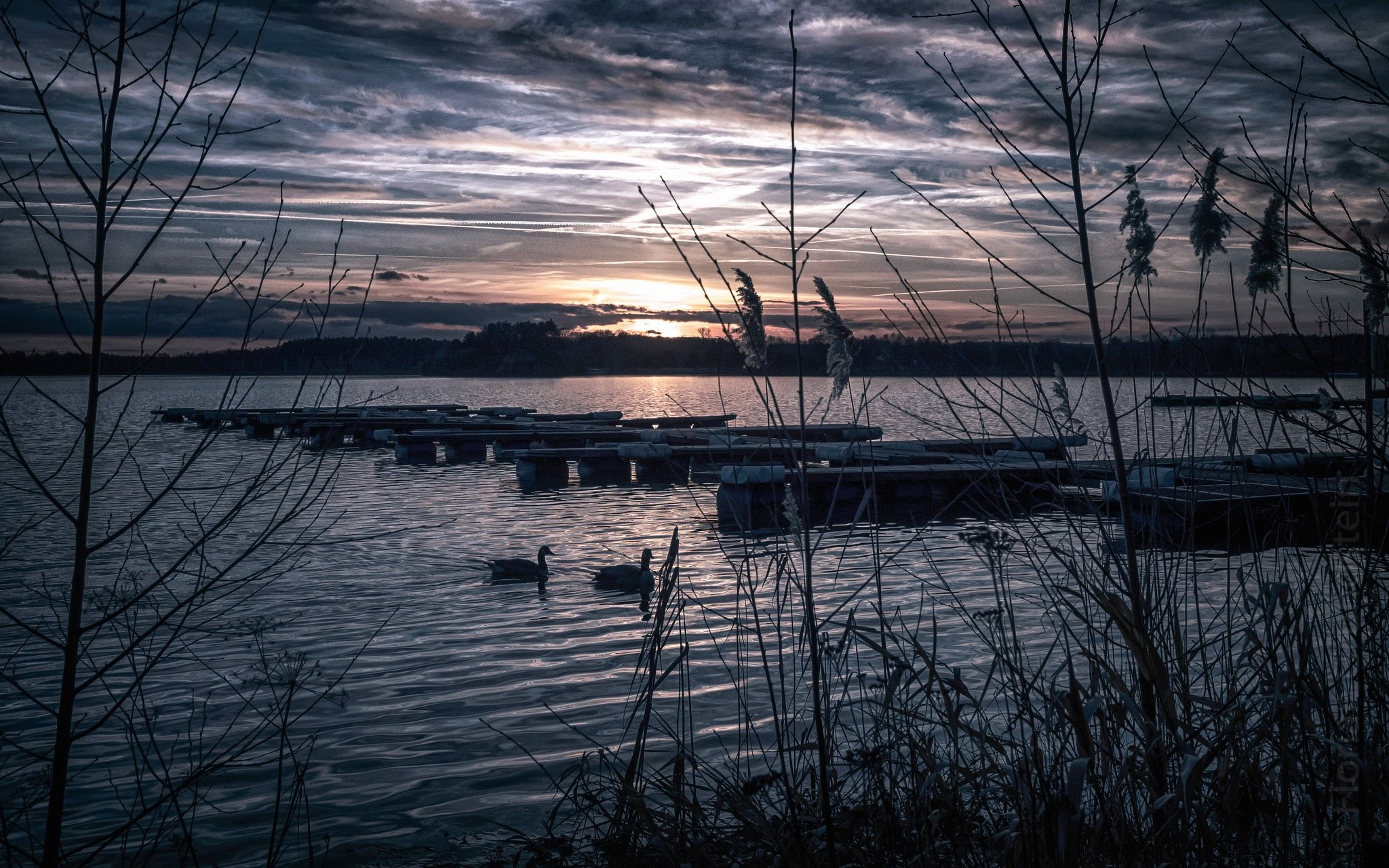 dark, sky, sunlight, nature, water, HD Wallpaper