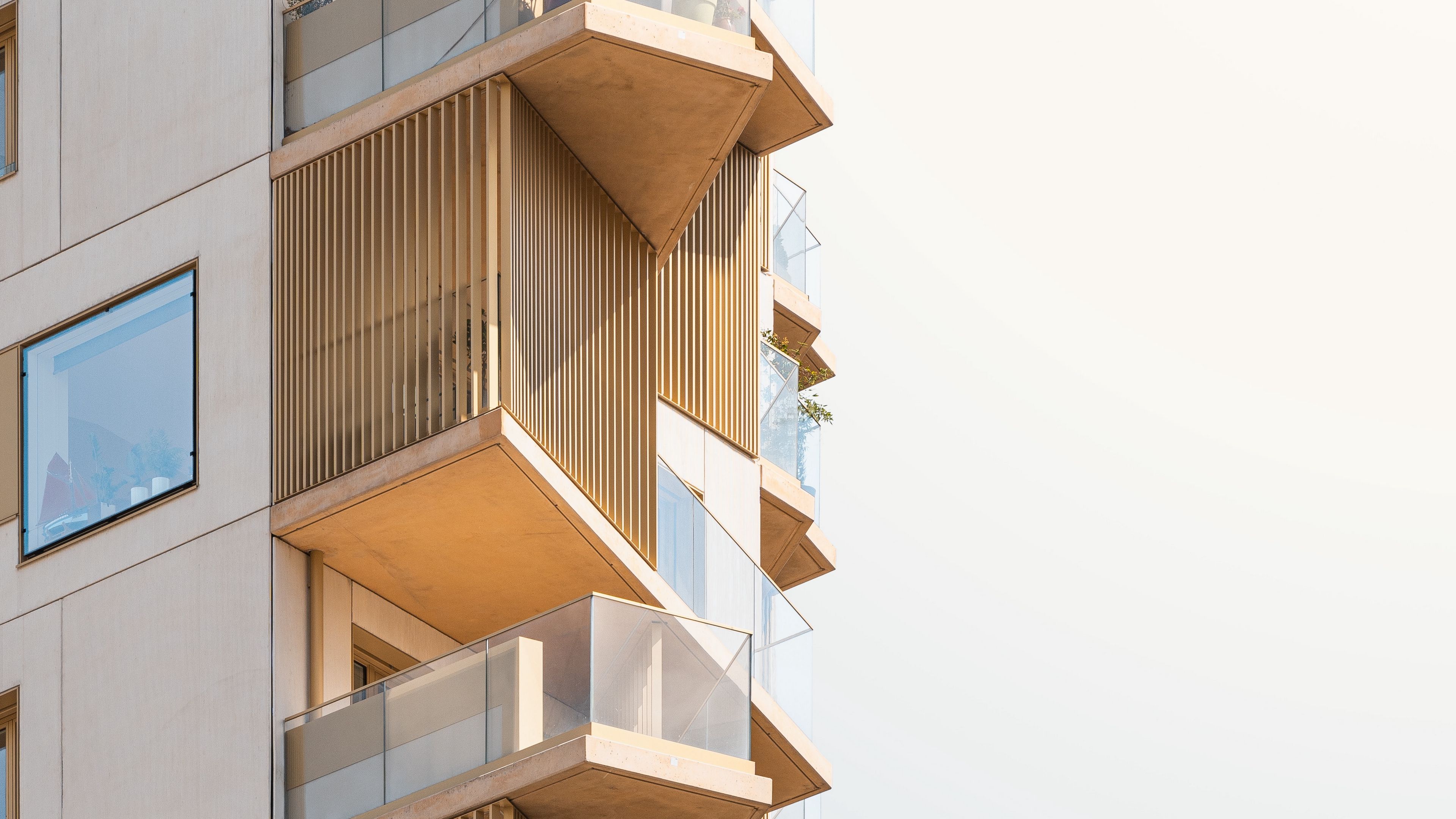 building, facade, architecture, balconies, windows, 4k, HD Wallpaper
