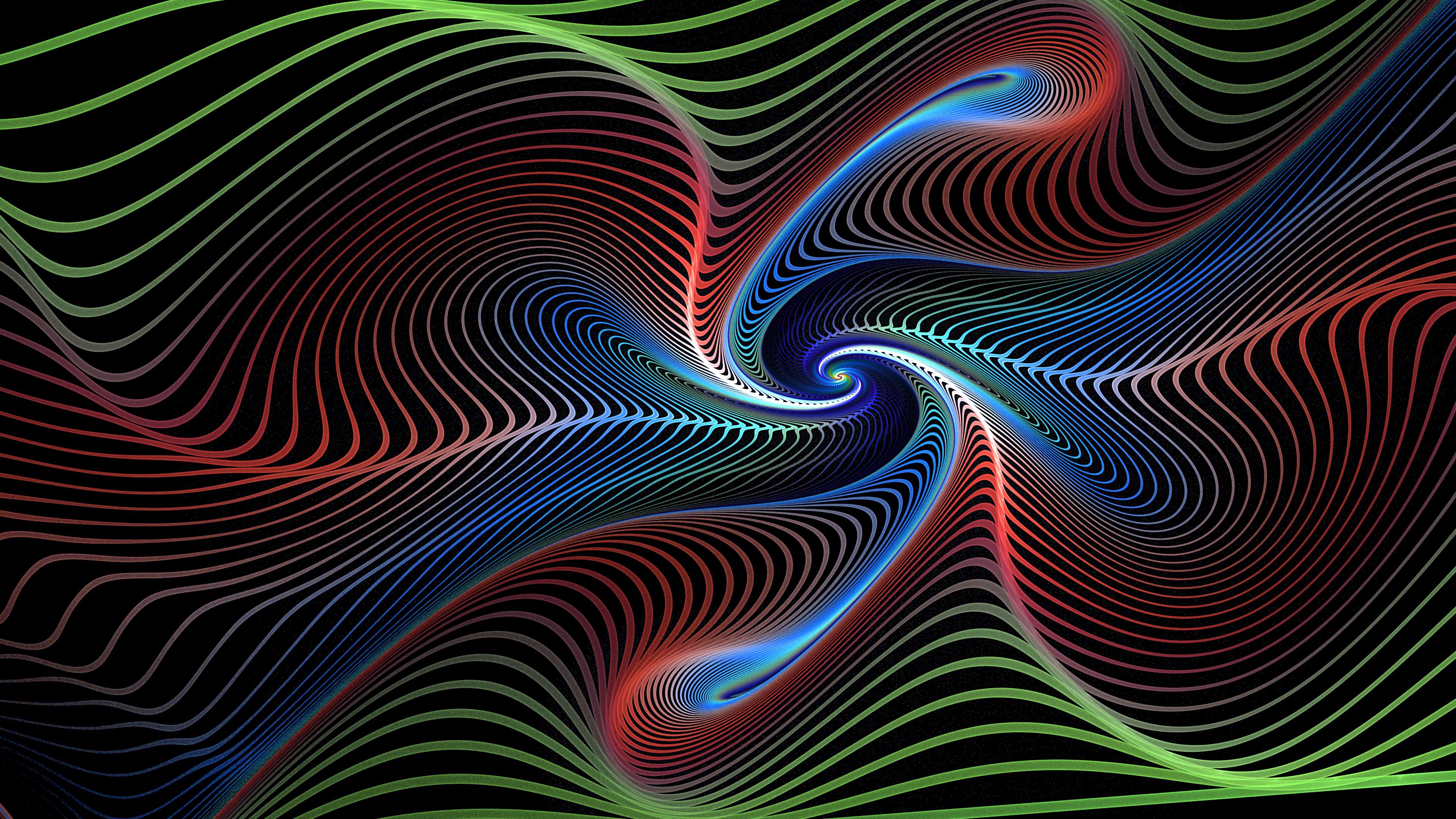 fractal, lines, swirling, colorful, vortex, 4k, HD Wallpaper