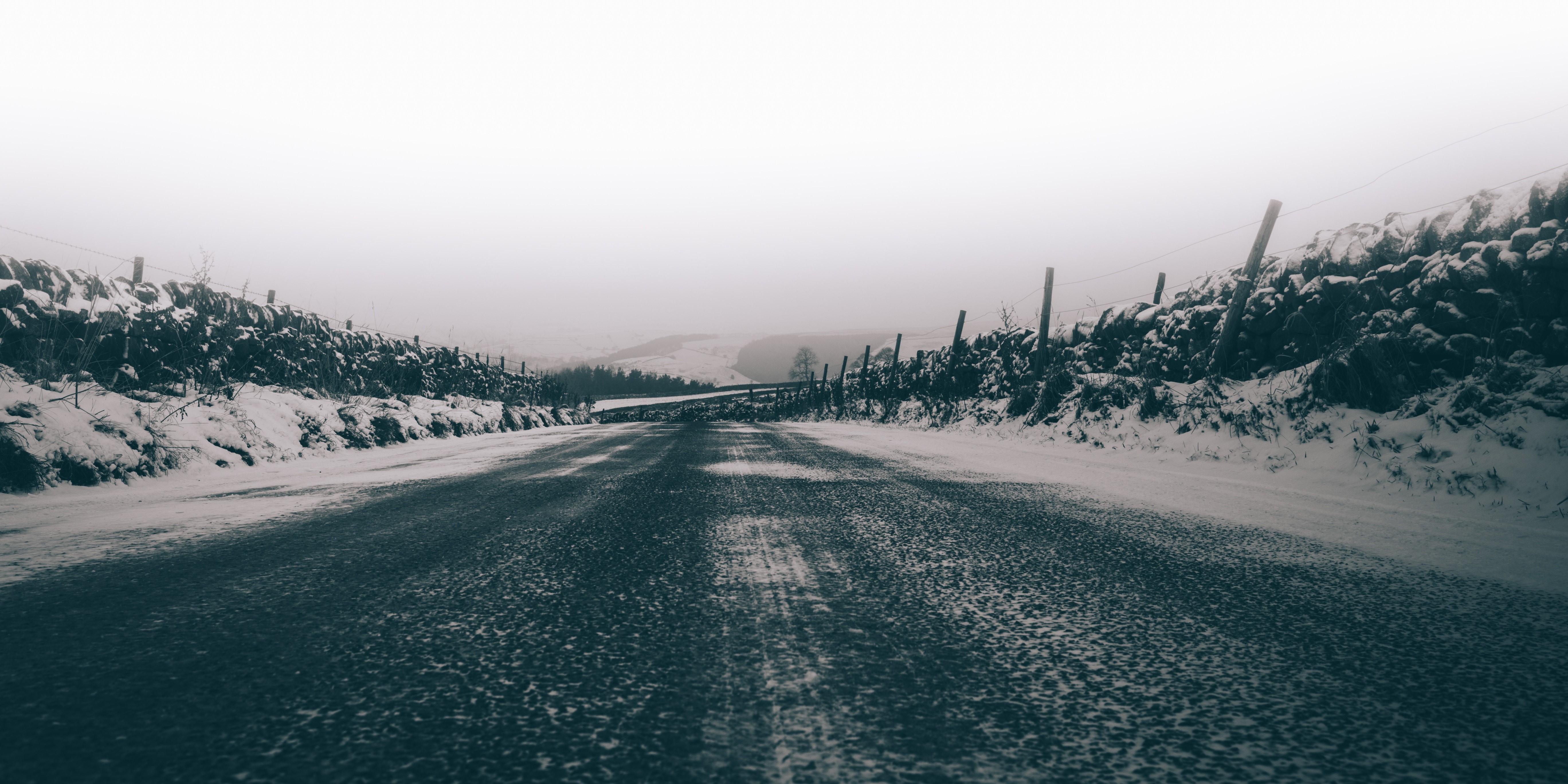 nature, road, snow, HD Wallpaper