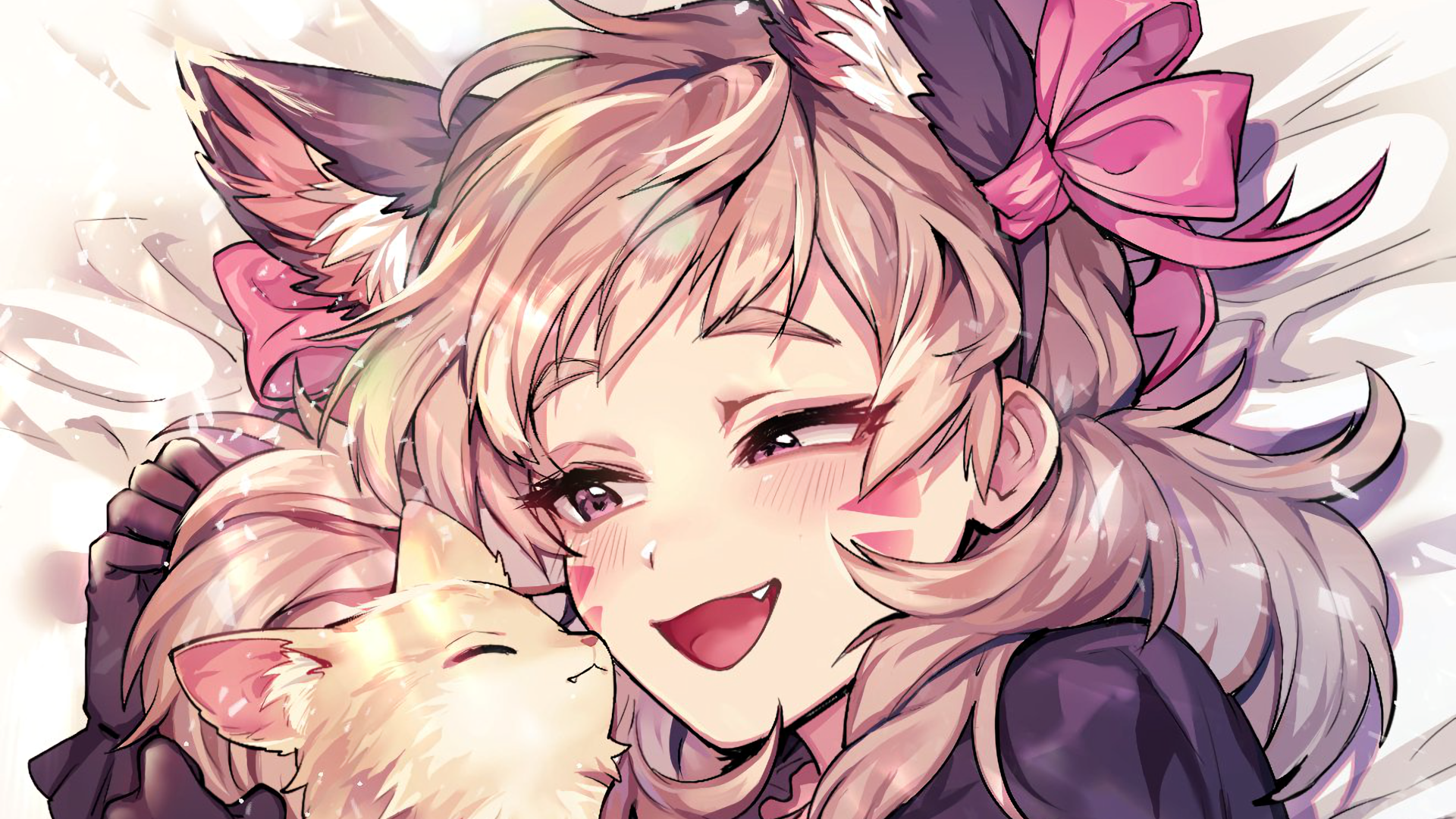 D.Va (Overwatch), cat ears, anime girls, cats, open mouth, blonde, anime, animals, HD Wallpaper