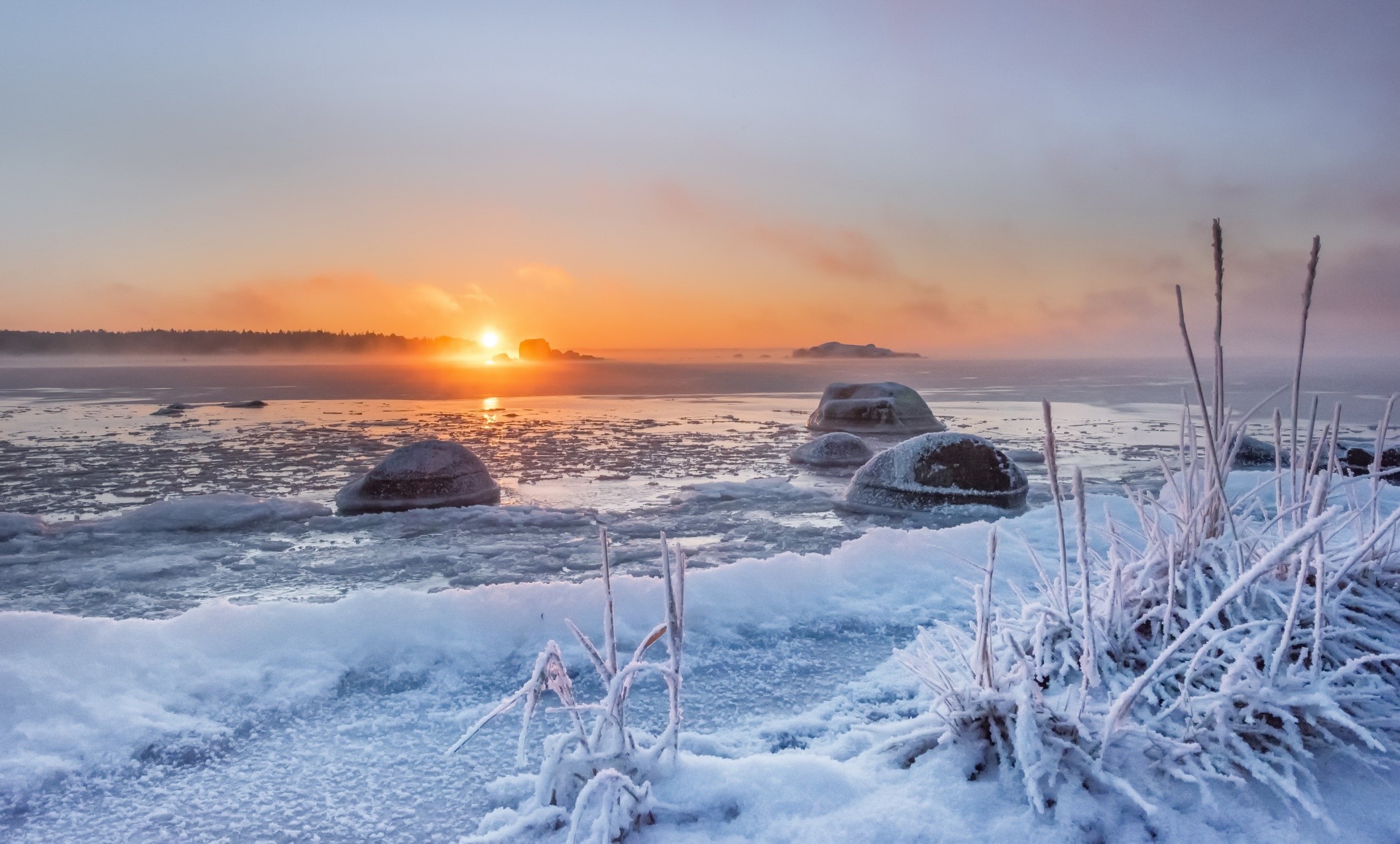 winter, sunlight, landscape, nature, HD Wallpaper