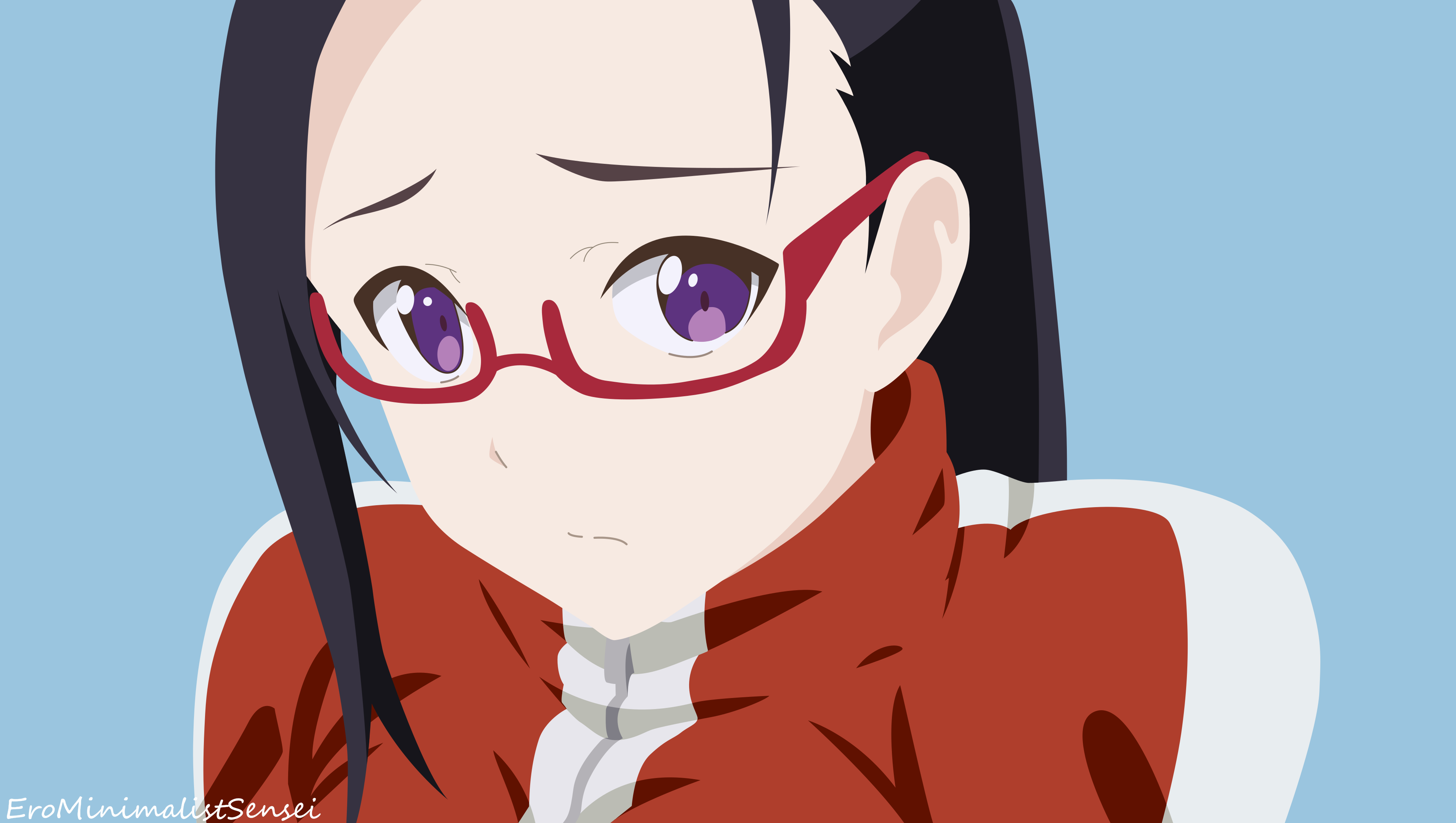 Demi-chan wa Kataritai, Satou Sakie, ErominimalistSensei, minimalism, simple background, glasses, HD Wallpaper