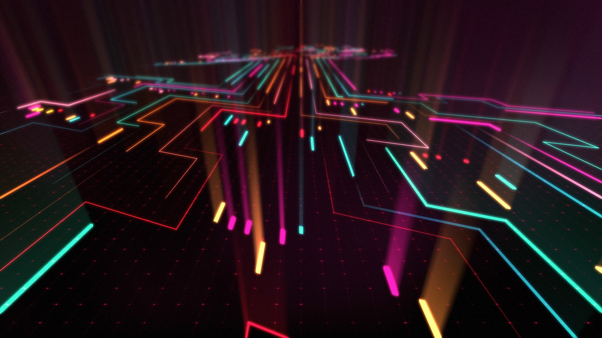 abstract, neon, dots, Tron, digital, red, HD Wallpaper