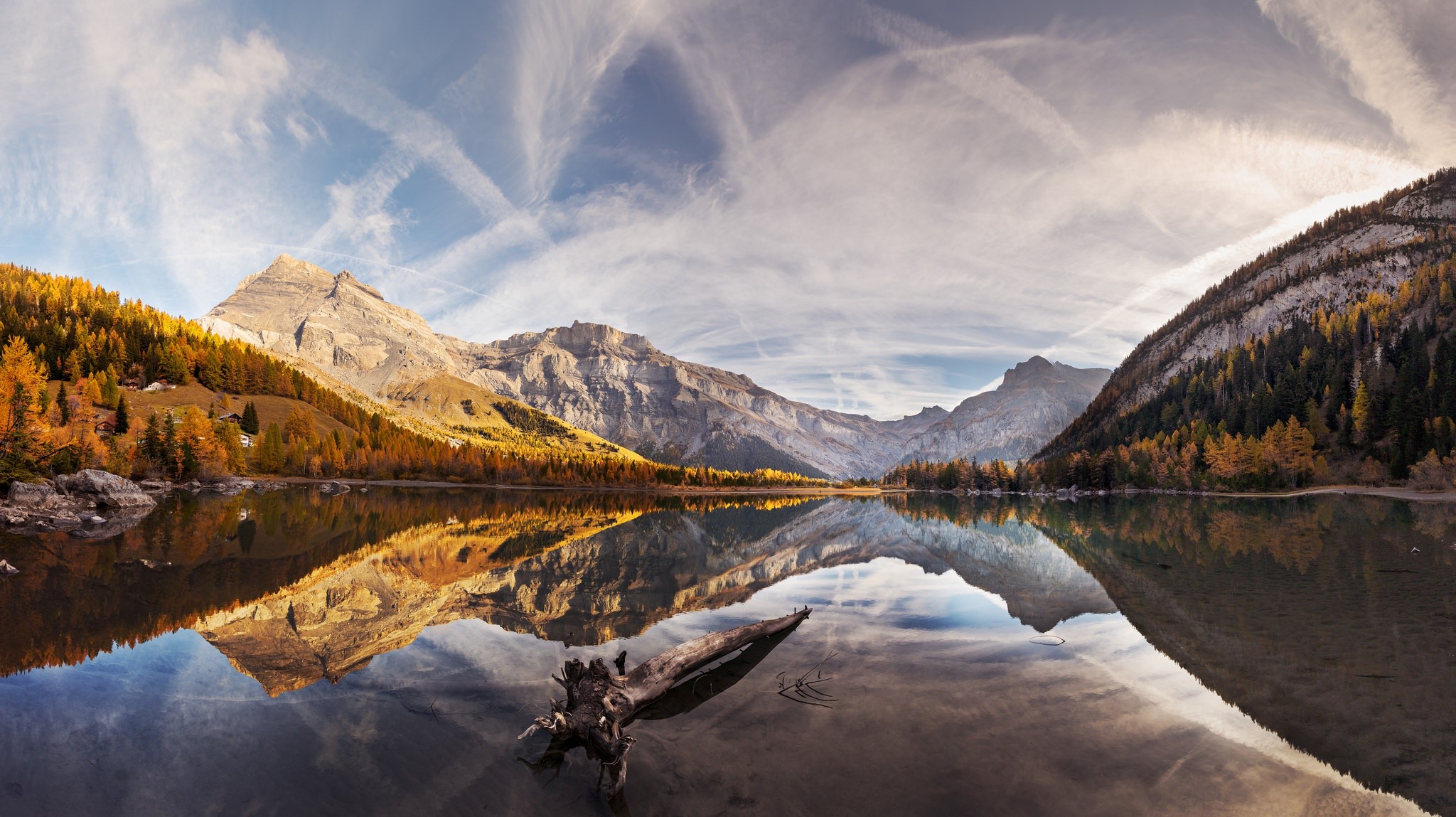 nature, reflection, mountains, mountain pass, clouds, trees, HD Wallpaper