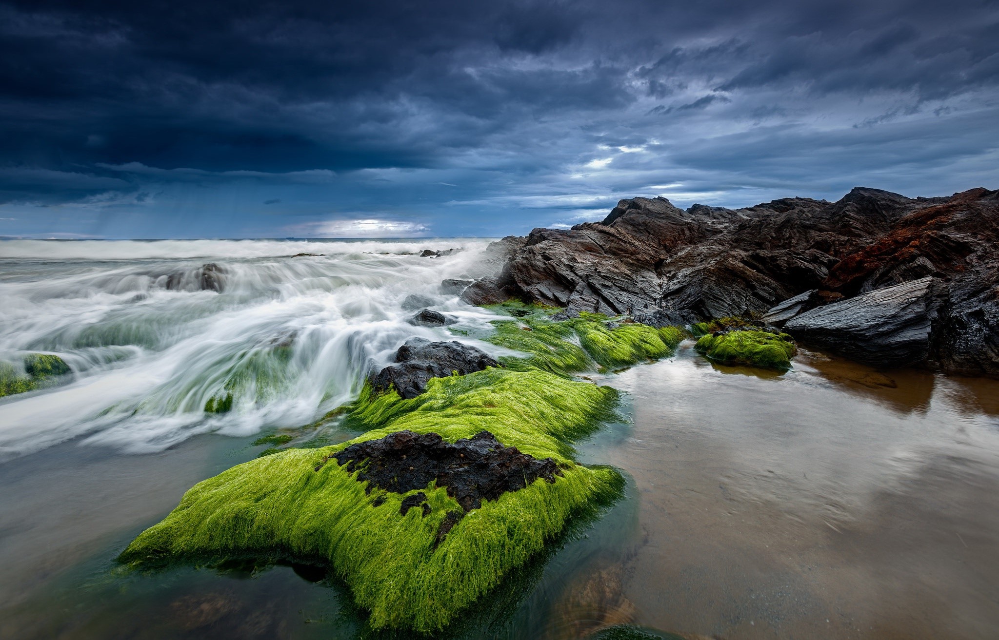 nature, landscape, sky, water, sea, rock, HD Wallpaper