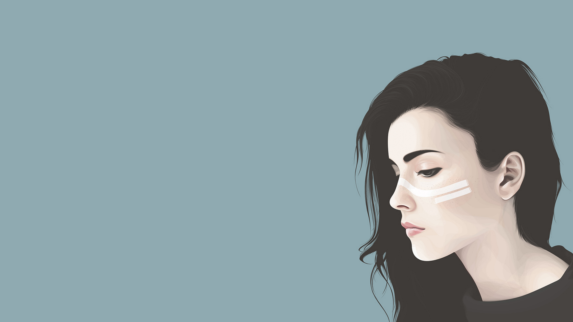 digital art, simple background, women, face, minimalism, HD Wallpaper
