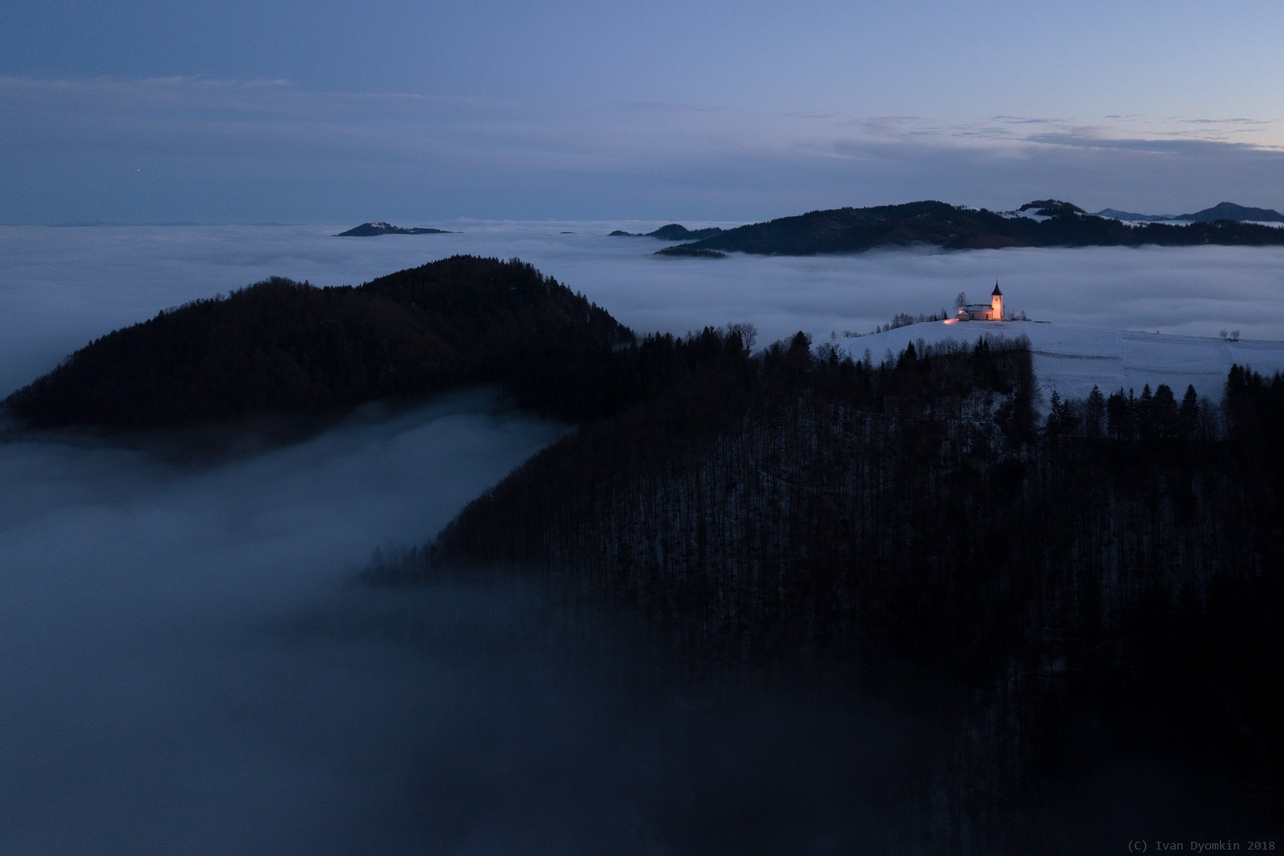 dark, landscape, nature, lights, mist, HD Wallpaper