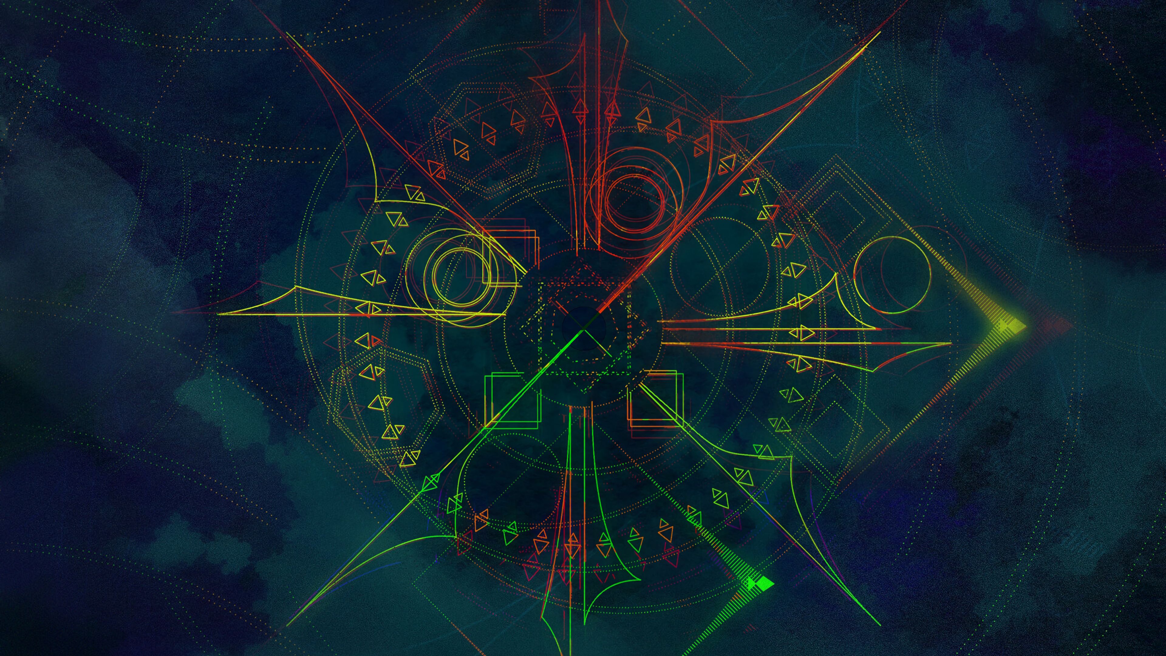 hologram, pattern, colorful, lines, shapes, 4k, HD Wallpaper